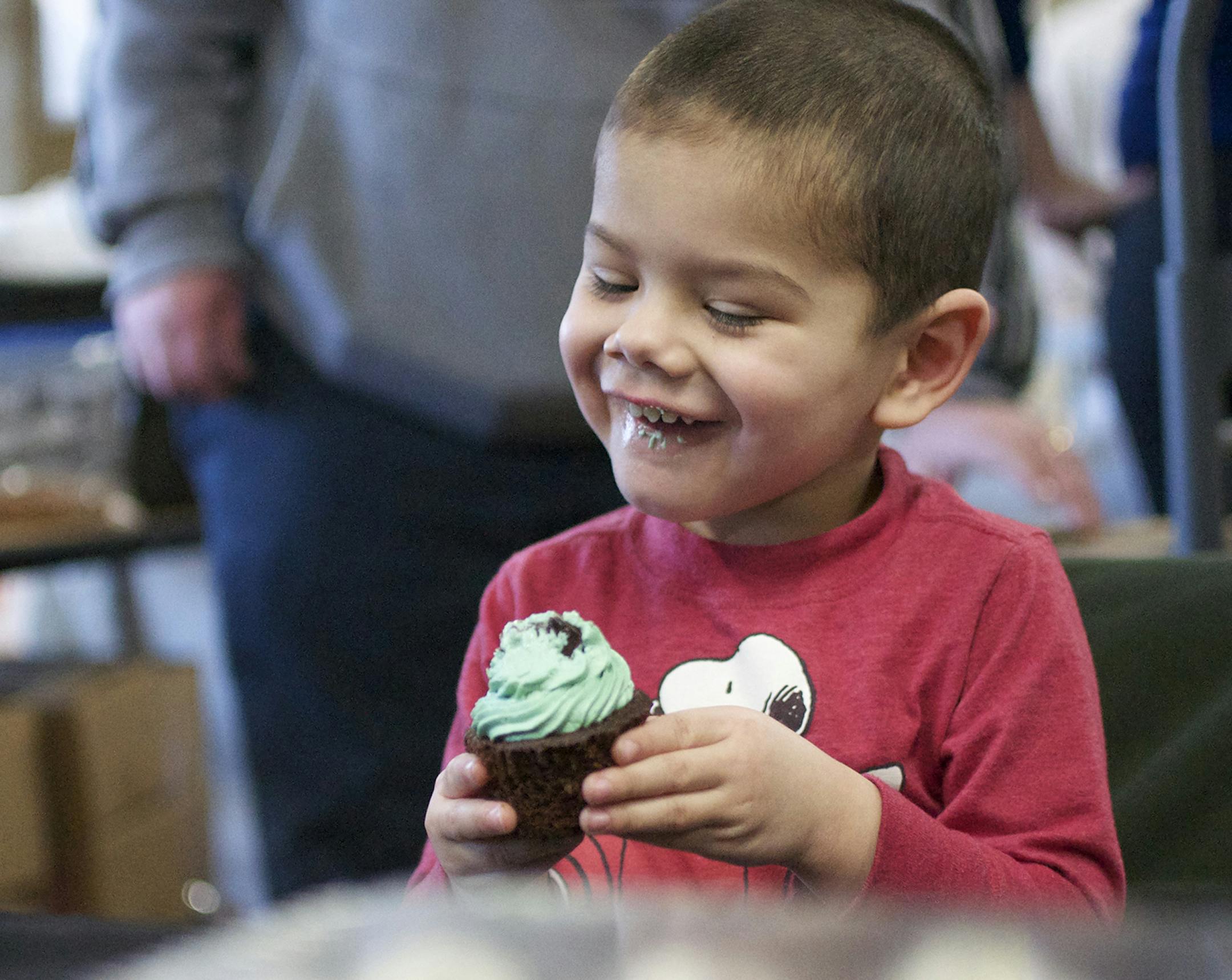 Christopher Lederle, 3, of Jordan, did some product testing for Lady A‚Äôs cupcakes. Photo by Liz Rolfsmeier, Special to the Star Tribune