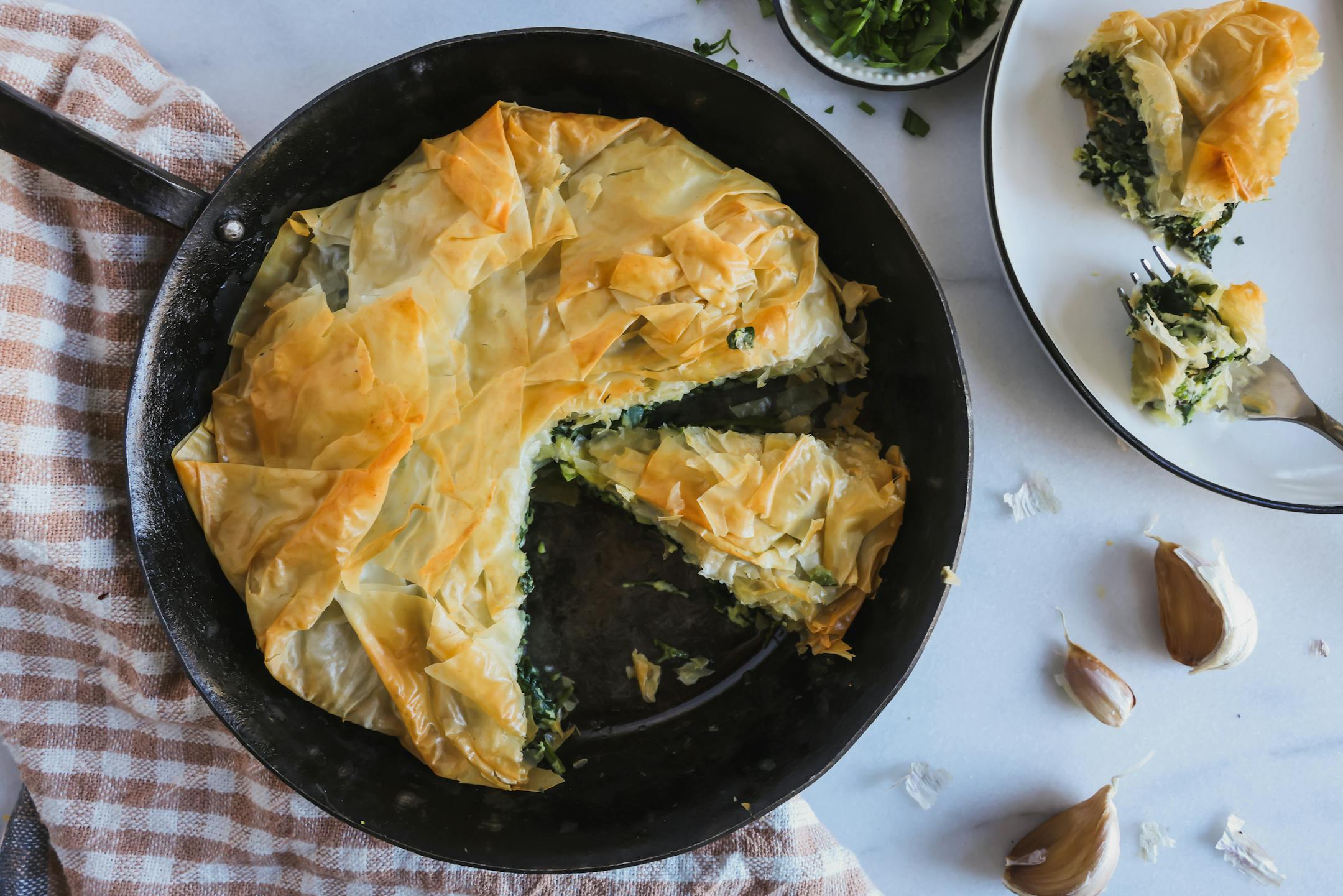Spanakopita, a traditional Greek pie, is elegant enough for a dinner party but easy enough for a Tuesday. Recipe by Beth Dooley, photo by Ashley Moyna Schwickert, Special to the Star Tribune