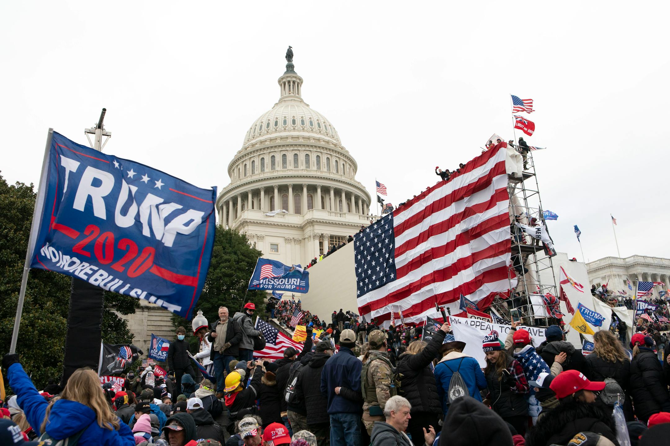 In this Jan. 6 photo, supporters of President Donald Trump stood outside the U.S. Capitol in Washington.