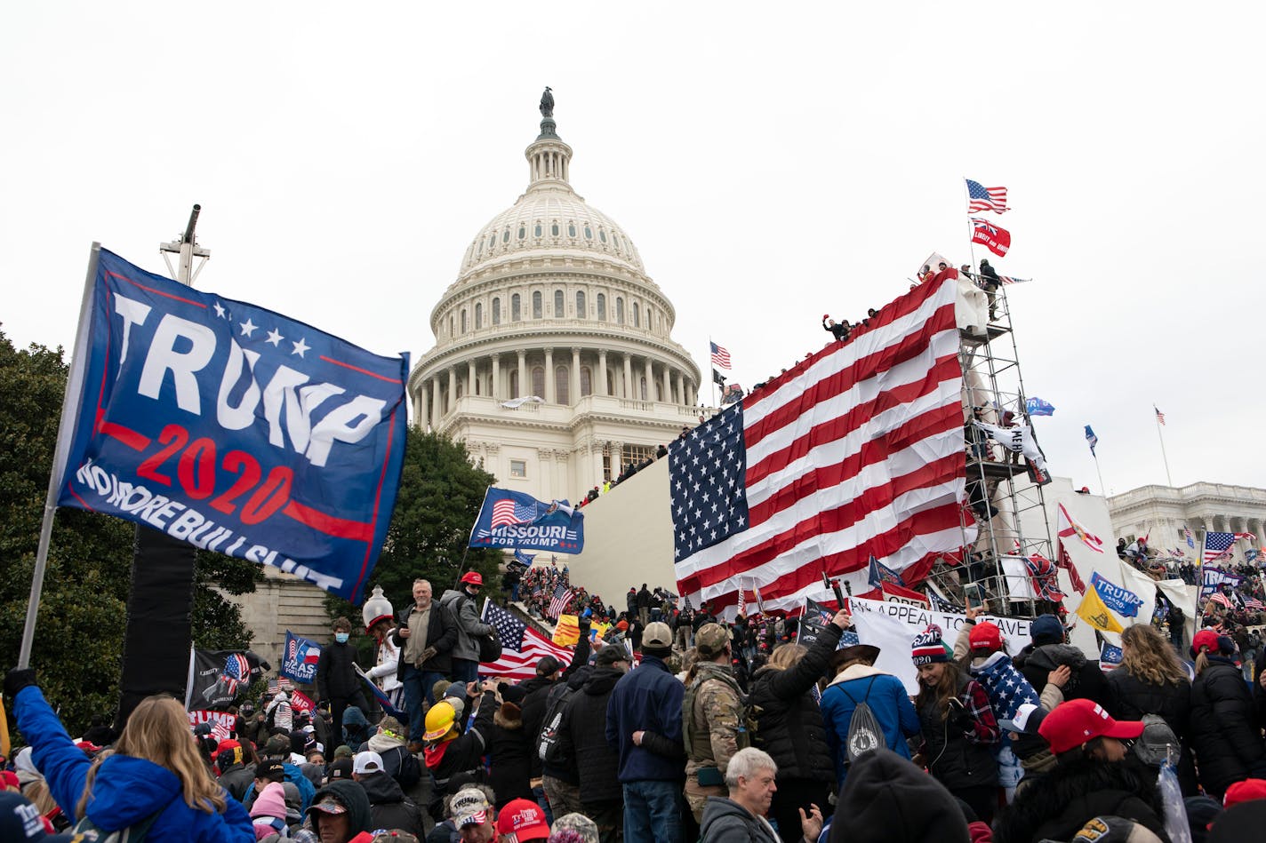 In this Jan. 6 photo, supporters of President Donald Trump stood outside the U.S. Capitol in Washington.