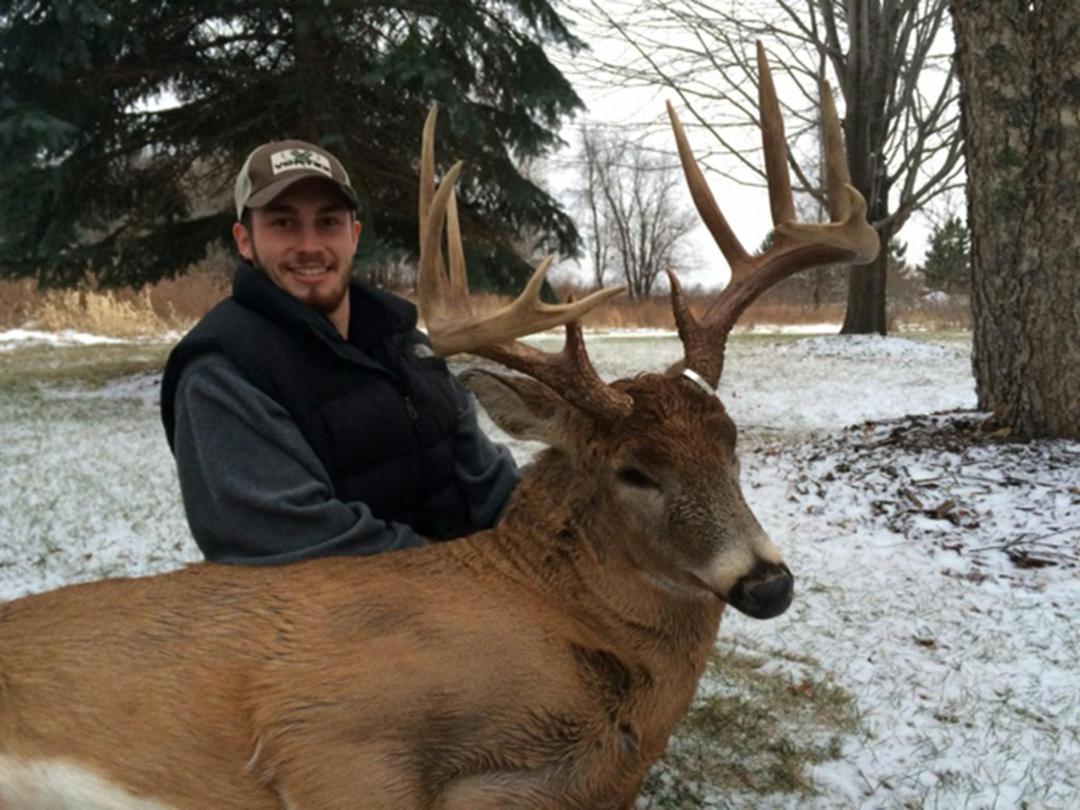 Michael Kreutzfeldt with a 12-point whitetail he bagged in St. Croix County, Wisconsin.