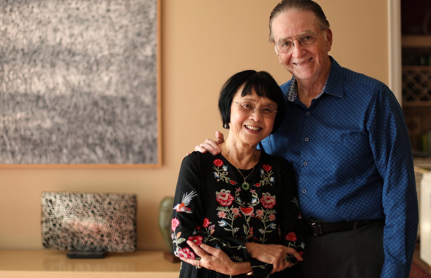 Kaimay Yuen and Joseph Terry stood for a portrait at their home. ] ANTHONY SOUFFLE &#xef; anthony.souffle@startribune.com "Loving Minnesota," a profile of five older interracial couples on the 50th anniversary of Virginia vs. Loving which decriminalized miscegenation.