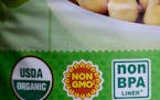 A non-GMO label pictured on a can of garbanzo beans in Portland, Ore., on March 16, 2016. The U.S. Senate today blocked what opponents called the Deny