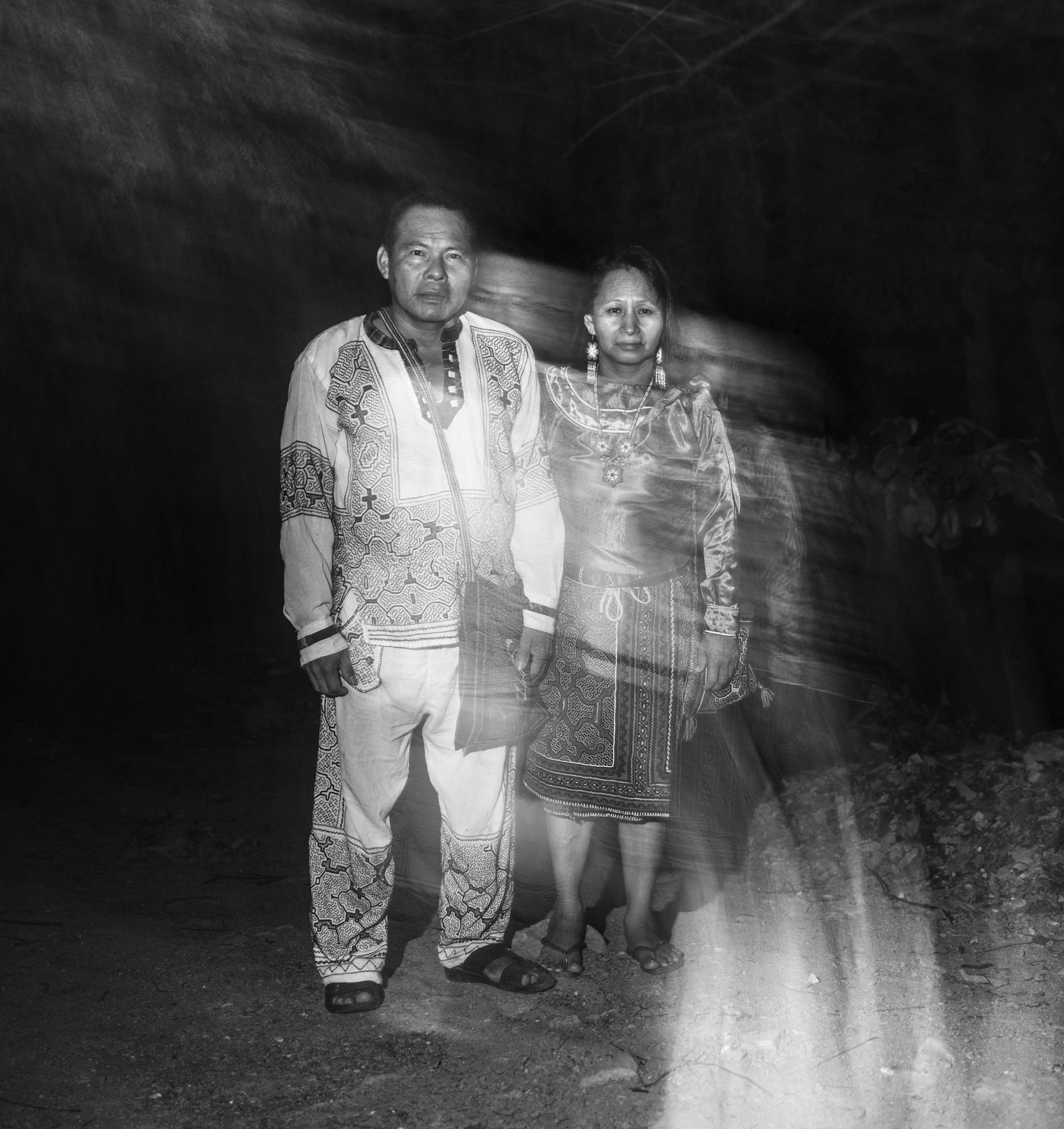 **EMBARGO: No electronic distribution, Web posting or street sales before SUNDAY 3:01 a.m. ET AUG. 30, 2020. No exceptions for any reasons. EMBARGO set by source.**Teobaldo Ochavano and his wife, Marina Sinti, healers who help run nighttime ceremonies at Soltara Healing Center in Costa Rica, Dec. 6, 2019. Ayahuasca, a vomit-inducing hallucinogenic brew, draws thousands of people each year — including former soldiers — to jungle retreats that have become an unlicensed and unregulated mental healt