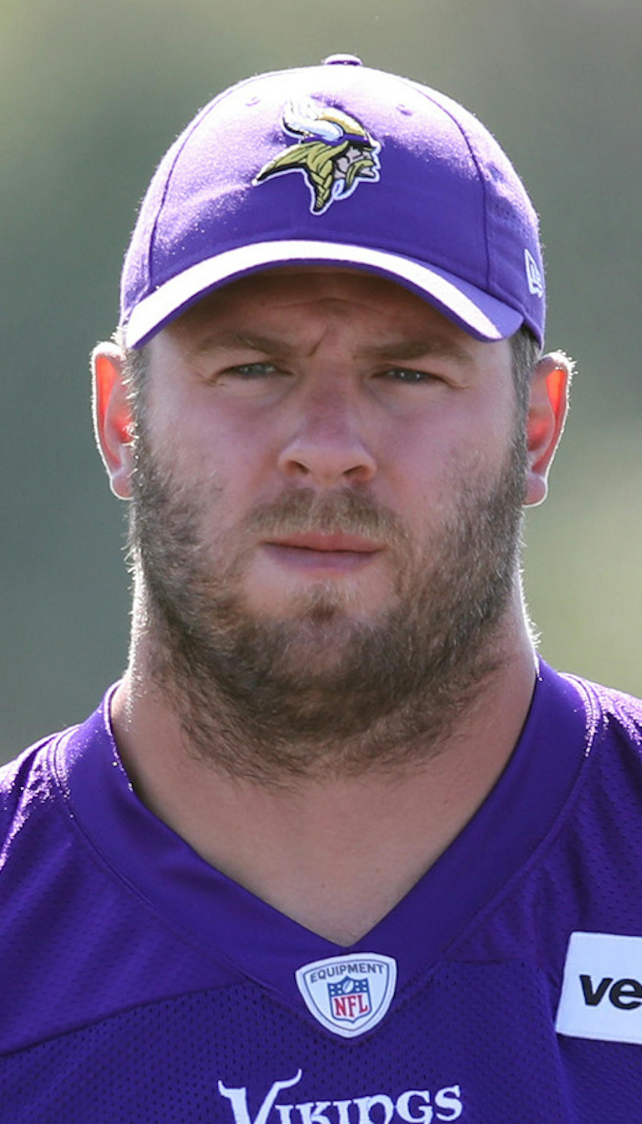 Minnesota Vikings offensive tackle Riley Reiff (71) at Minnesota State University Mankato Sunday July 30, 2017 in Mankato , MN. ] JERRY HOLT ï jerry.holt@startribune.com