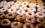 Charlotte Page, the head baker made donuts, Wednesday, May 11, 2016 in Pipestone, MN. ] (ELIZABETH FLORES/STAR TRIBUNE) ELIZABETH FLORES &#x2022; eflo