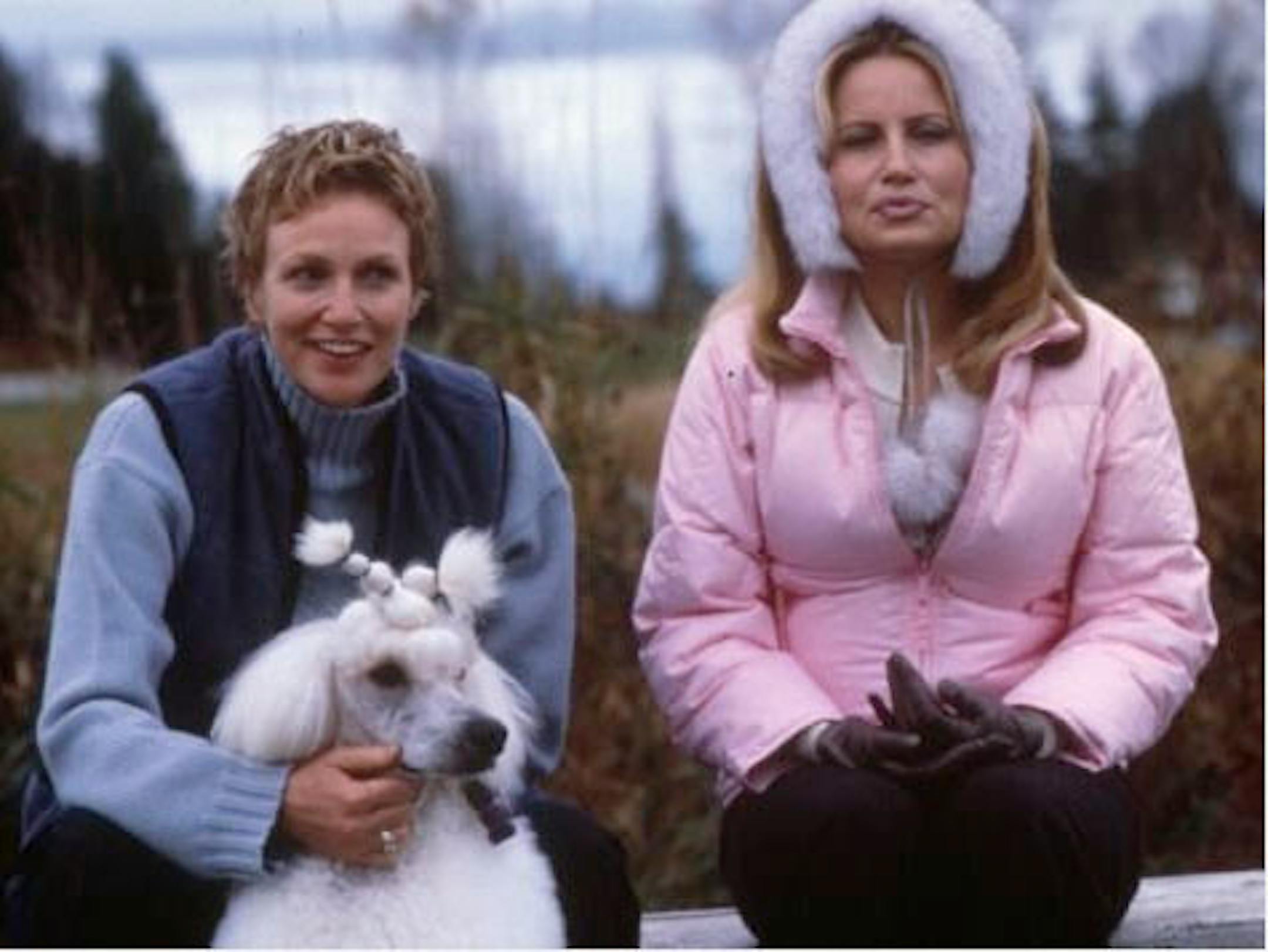 Jane Lynch, left, plays ace dog handler Christy Cummings in Christopher Guest's "Best in Show," showing a dog for owner Sherri Ann Ward Cabot, played by Jennifer Coolidge.