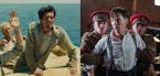 Jack O'Connell, left, as Louie Zamperini, is adrift in "Unbroken," while Benedict Cumberbatch as code breaker Alan Turing appears in a scene from "The