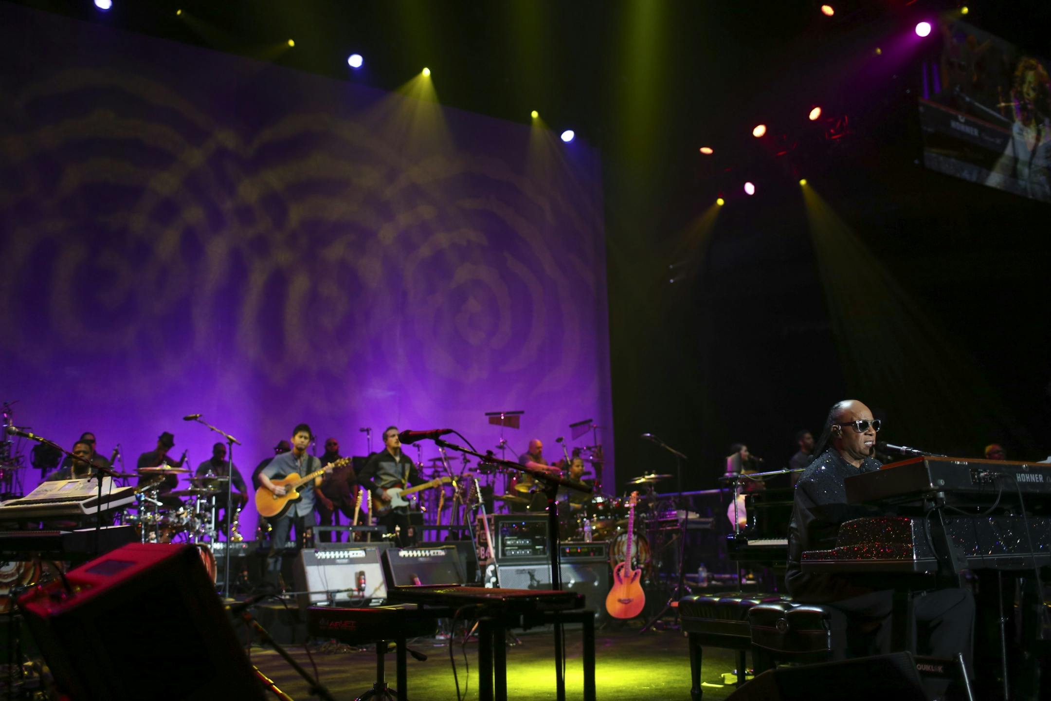 Stevie Wonder began at the Hammond organ with the first cut on the album, "Love's in Need of Love Today" Sunday night at Target Center.