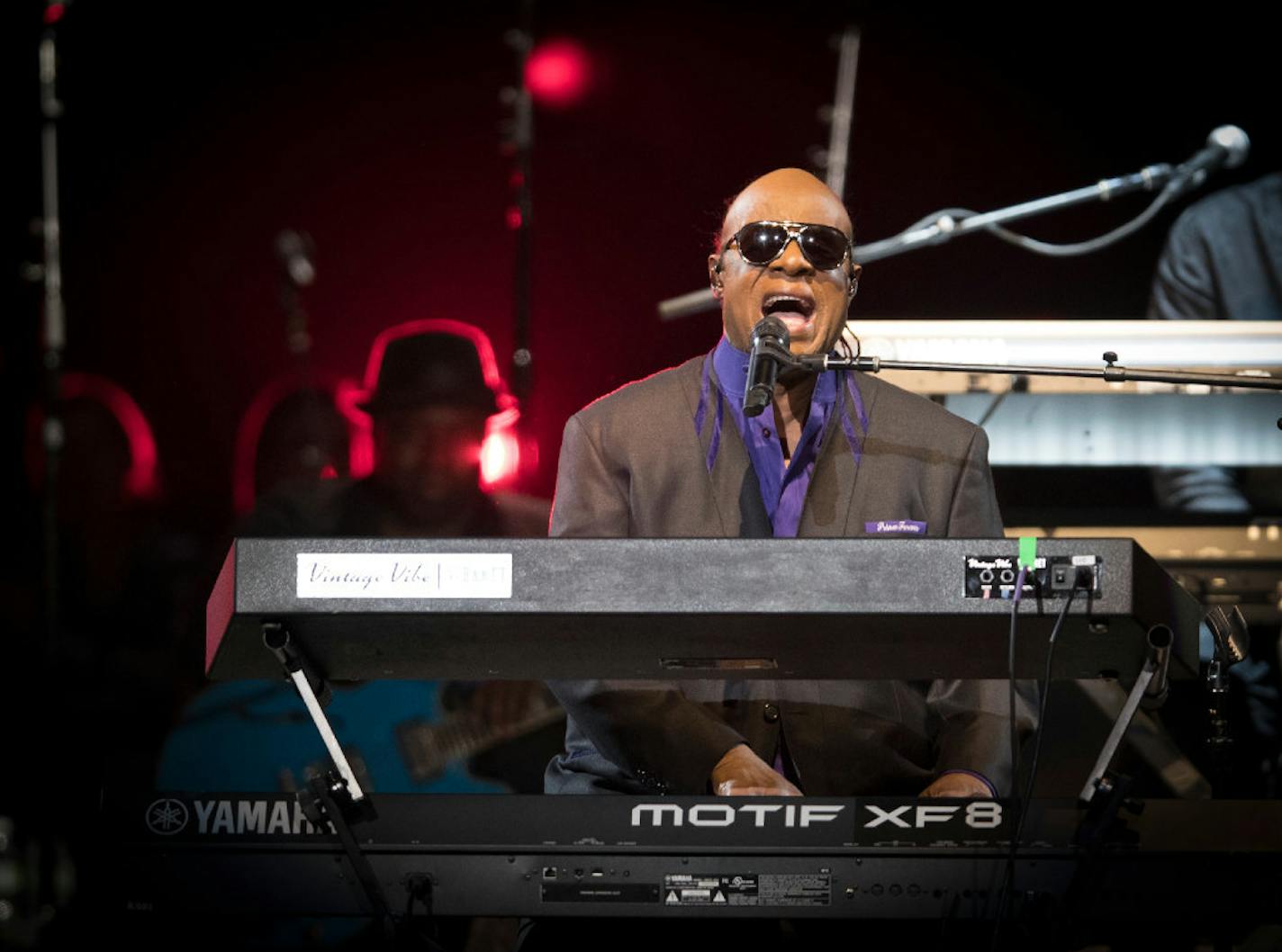 Stevie Wonder was part of a long cast of performers Thursday at the Prince Tribute Concert at the Xcel Energy Center in St. Paul.