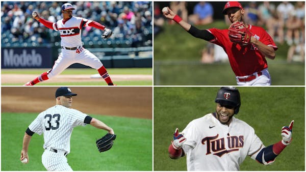 Clockwise from top left: Alex Colome, Andrelton Simmons, Nelson Cruz and J.A. Happ.