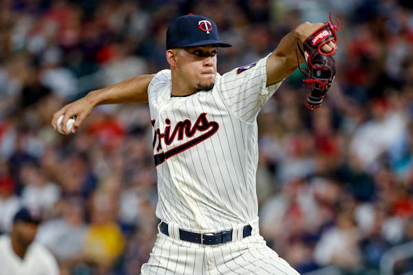 Minnesota Twins starting pitcher Jose Berrios throws to the Chicago White Sox during the fifth inning.