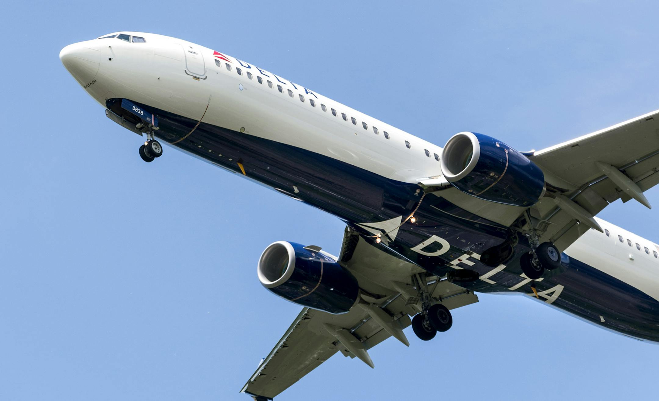 A Delta plane lands at the Seattle-Tacoma International Airport.
