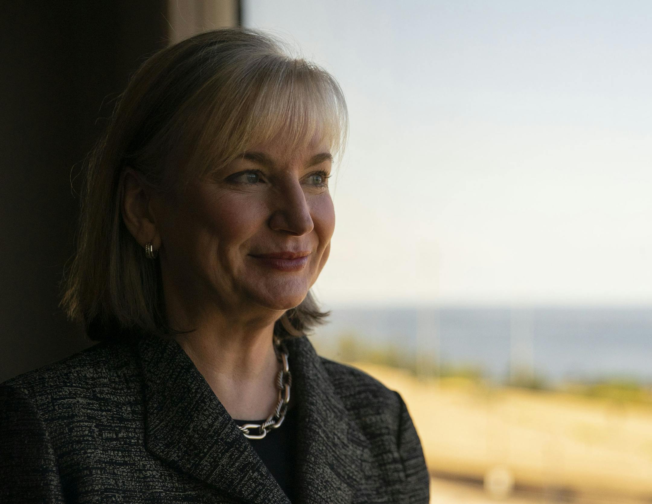 ALLEETE President and CEO Bethany M. Owen posed for a portrait in her office in the ALLEETE headquarters on Tuesday. ] ALEX KORMANN • alex.kormann@startribune.com ALLEETE President and CEO Bethany M. Owen started the job in February right before the start of COVID-19 pandemic. Owen posed for portraits in the ALLEETE headquarters in Duluth on Tuesday August 18, 2020.