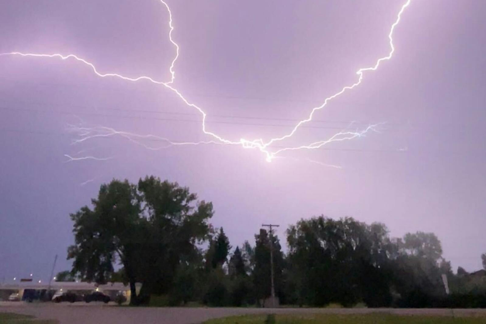 An intense storm late Friday night brought vivid lightning to Crookston, Minn.