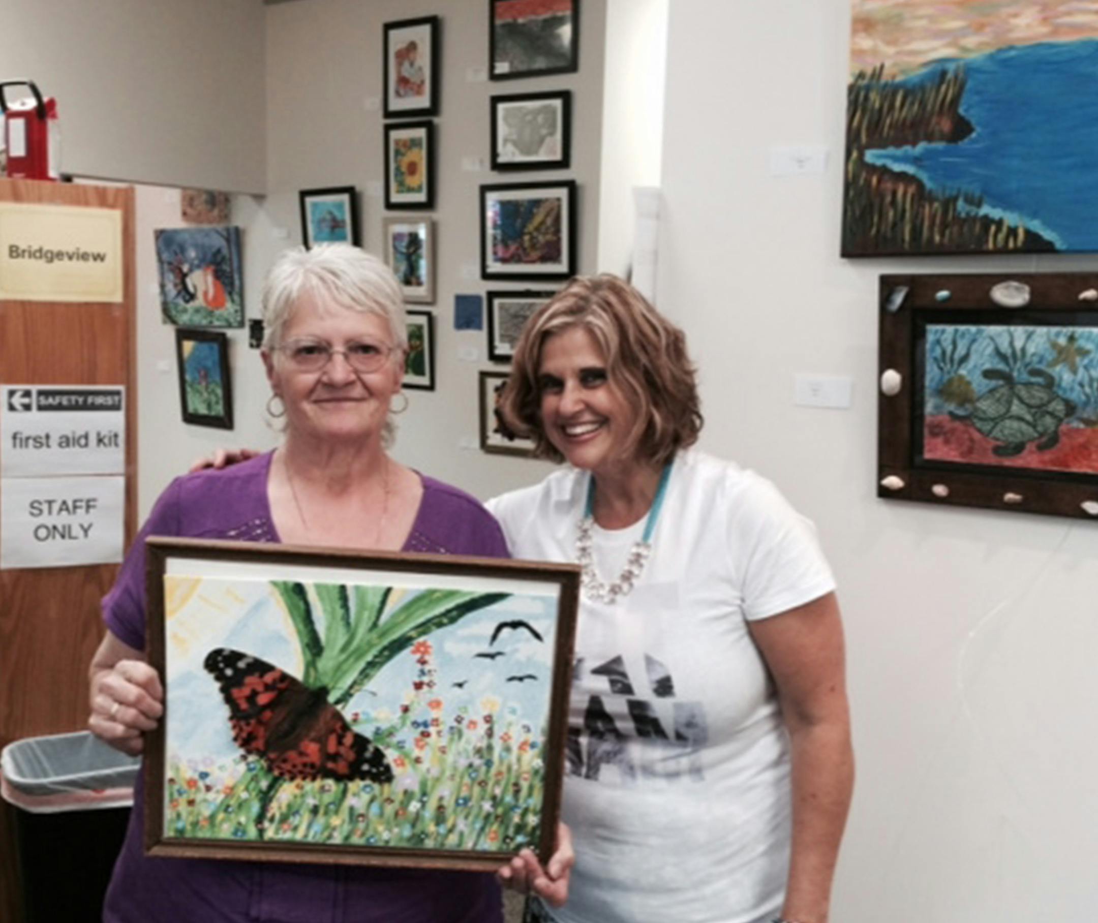 Charlene Gile, of Blaine, started drawing and painting at Bridgeview this year. Nature inspire her; she likes to paint birds, butterflies and flowers. Photo by Shannon Prather