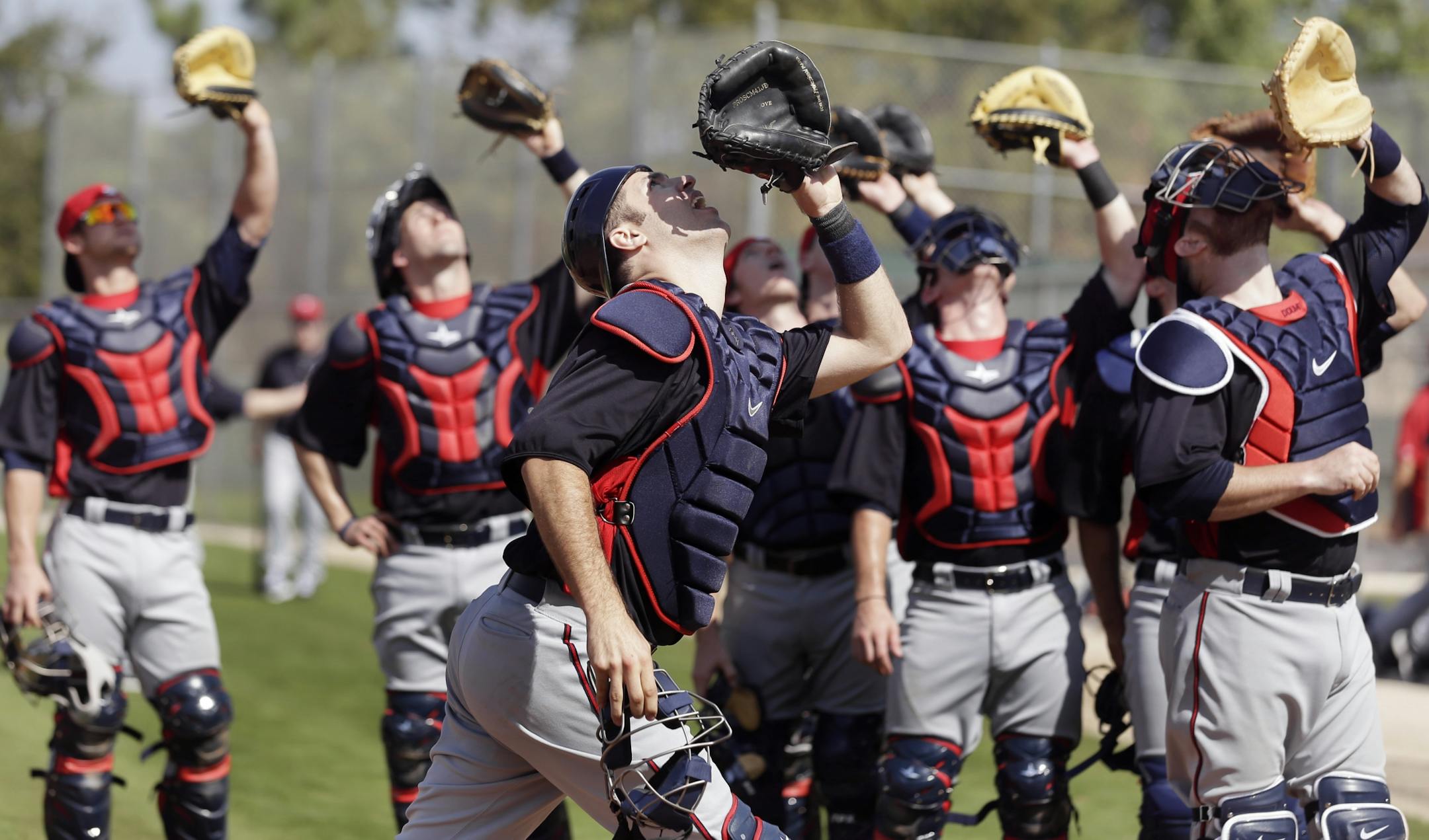 It's a bird! It's a plane! Nah. Just a popup. But Twins catchers, including Joe Mauer, had trouble seeing it Wednesday in the Florida sky.