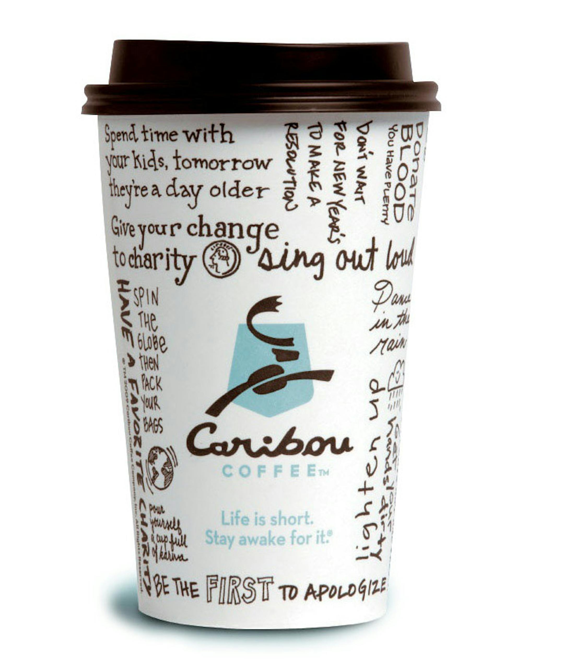 Beginning today, the new Caribou Coffee logo will appear on in-store items: cups, napkins, menu boards and signage.Throughout 2010 and into 2011, permanent in-store elements and exterior signage will be updated; in the summer of 2010, new coffee packaging designs will appear in coffeehouses and in retail locations nationwide. (Photo: Business Wire) ORG XMIT: MIN2013051710302925