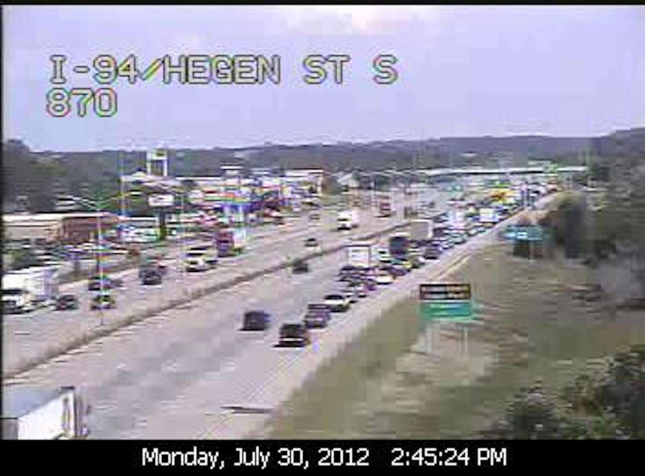 A crash involving a semitrailer truck and a car on Interstate 94 a few miles east of Hudson, Wis., blocked lanes Monday.