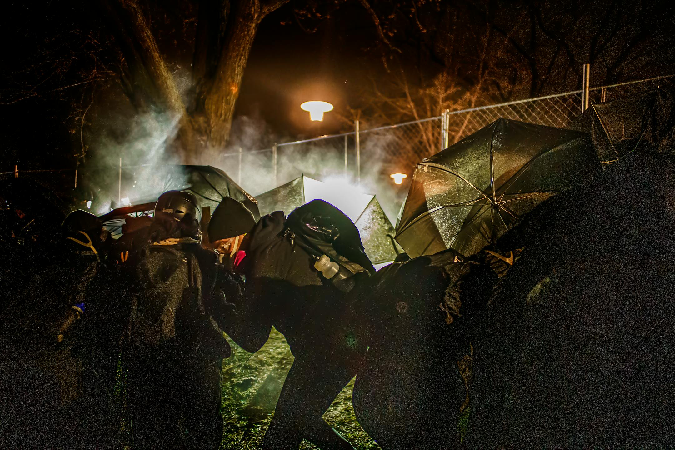 People protest near the Brooklyn Center Police Department in response to the fatal police shooting of Daunte Wright, Wednesday, April 14, 2021 in Brooklyn Center, Minn.