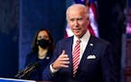 President-elect Joe Biden, accompanied by Vice President-elect Kamala Harris, spoke at the Queen theater, Nov. 16, 2020, in Wilmington, Del.