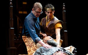 Joseph Haj, artistic director of the Guthrie Theater, and Daniel José Molina, playing Prince Henry, work together at rehearsal for Henry IV in prepar