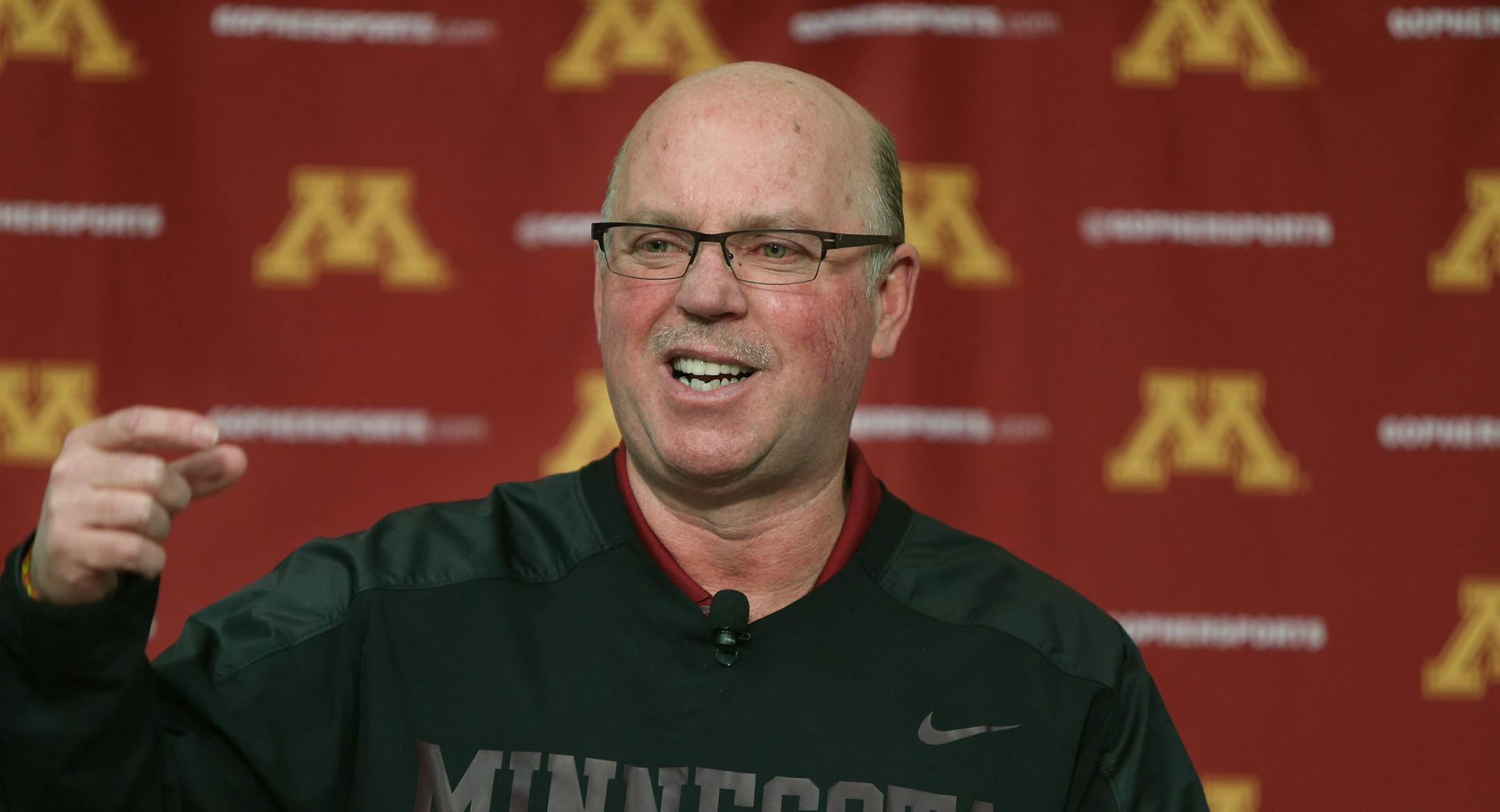 The University of Minnesota football coach Jerry Kill spoke to the media during a press conference on campus regarding his big raise, and spring football, Monday, February 24, 2014 in Minneapolis, MN. (ELIZABETH FLORES/STAR TRIBUNE) ELIZABETH FLORES • eflores@startribune.com