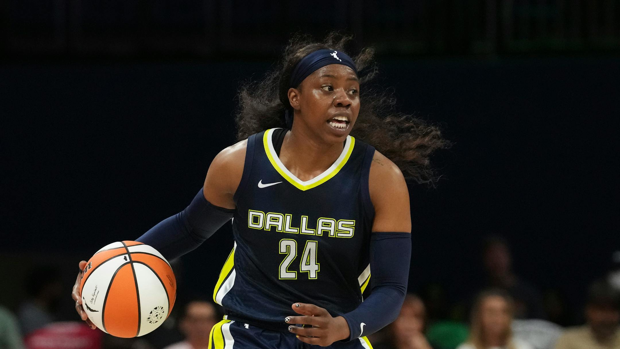 Dallas Wings guard Arike Ogunbowale is tied with Napheesa Collier of the Lynx for third in the WNBA in scoring (21.8 points per game).