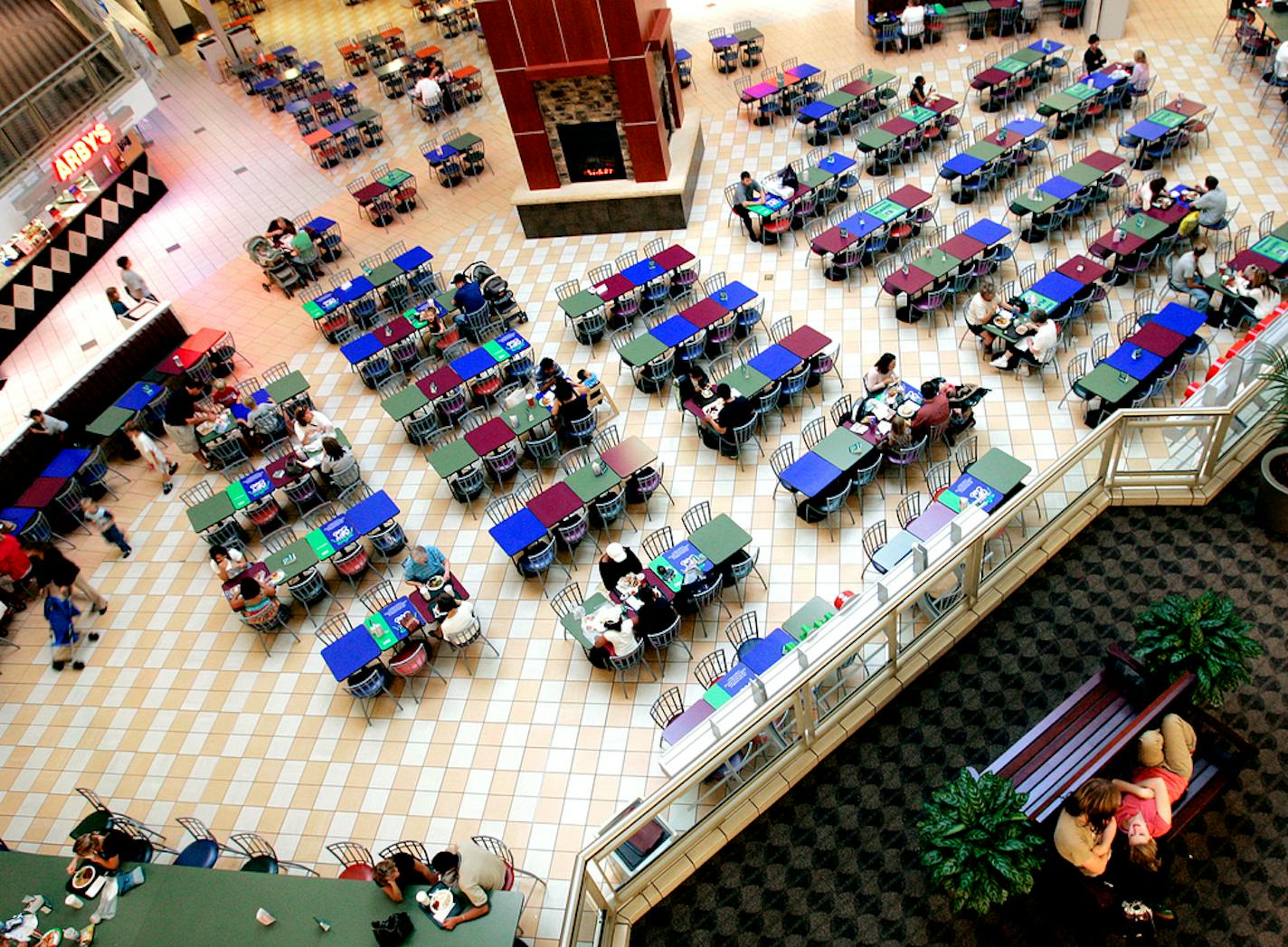 A 2006 remodel of the food court at Burnsville Center included an addition of a fireplace and some new decor.