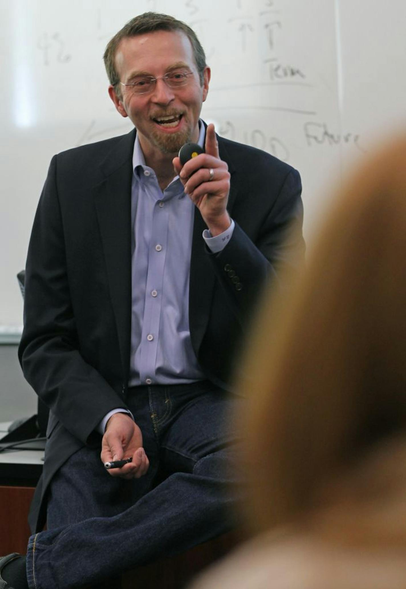 Ross Meisner of Dymedex talked to MBA students at the Carlson School during the Medical Industry Valuation Lab class, an all-day boot camp to kick-off the semester. Photographed on 1/21/12.