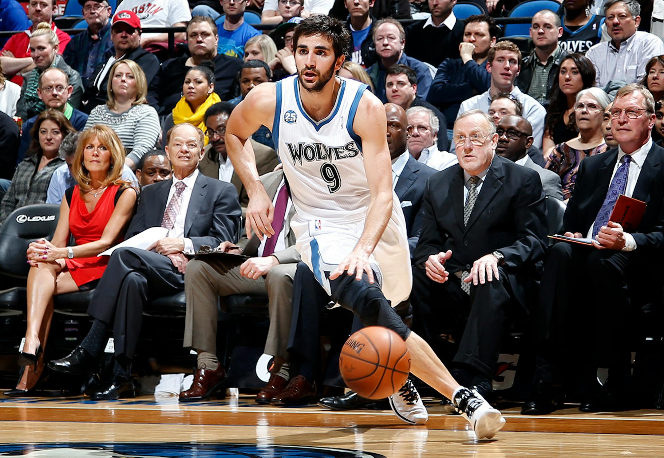 Minnesota Timberwolves Ricky Rubio (9). Minnesota Timberwolves owner Glen Taylor. Minnesota Timberwolves head coach Rick Adelman. ] CARLOS GONZALEZ cgonzalez@startribune.com - March 31, 2014, Minneapolis, Minn., Target Center, NBA, Minnesota Timberwolves vs. Los Angeles Clippers