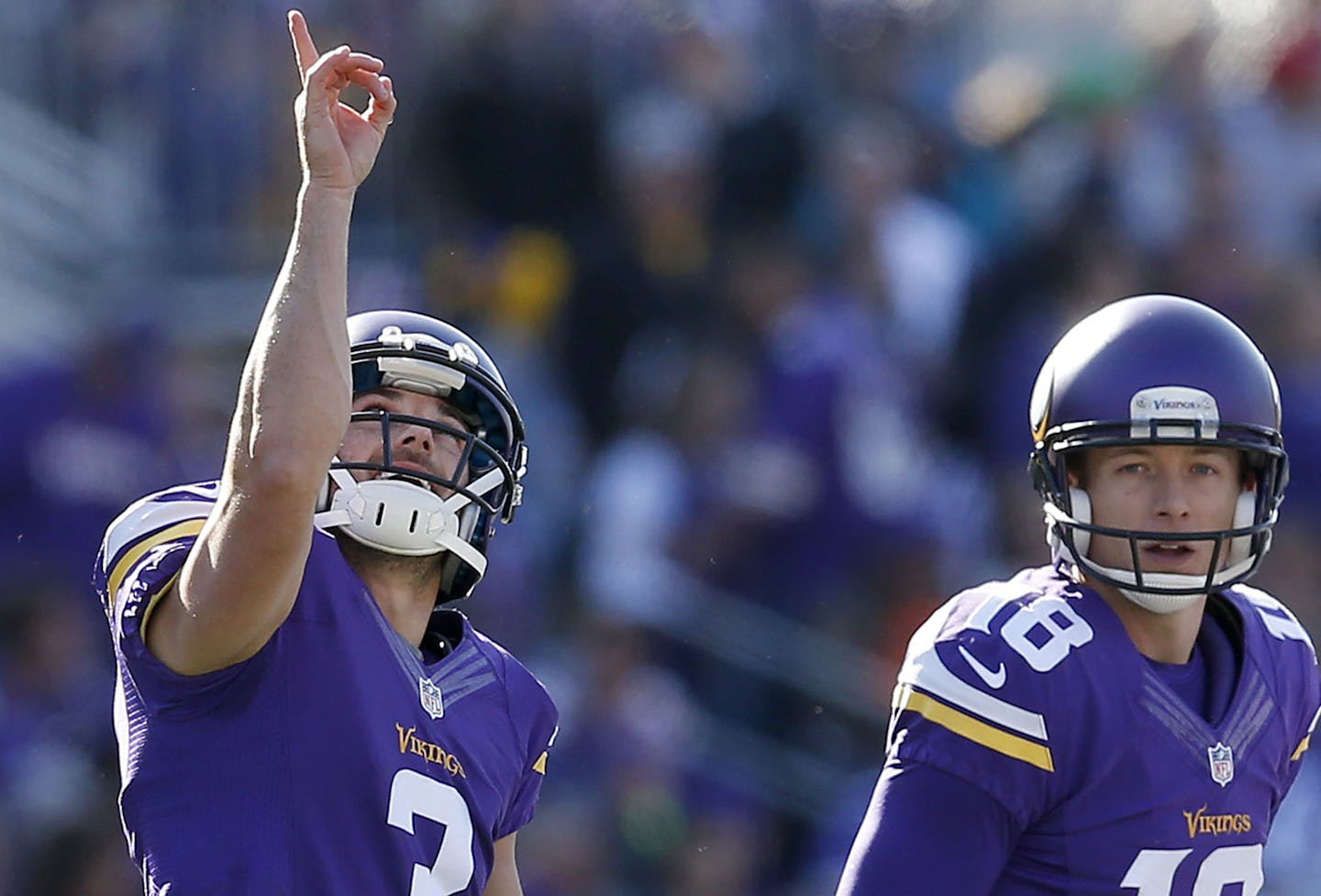 Blair Walsh (3) celebrated after kicking a 45-yard field goal in the fourth quarter. ] CARLOS GONZALEZ &#xef; cgonzalez@startribune.com - October 18, 2015, Minneapolis, MN, TCF Bank Stadium, NFL, Minnesota Vikings vs. Kansas City Chiefs