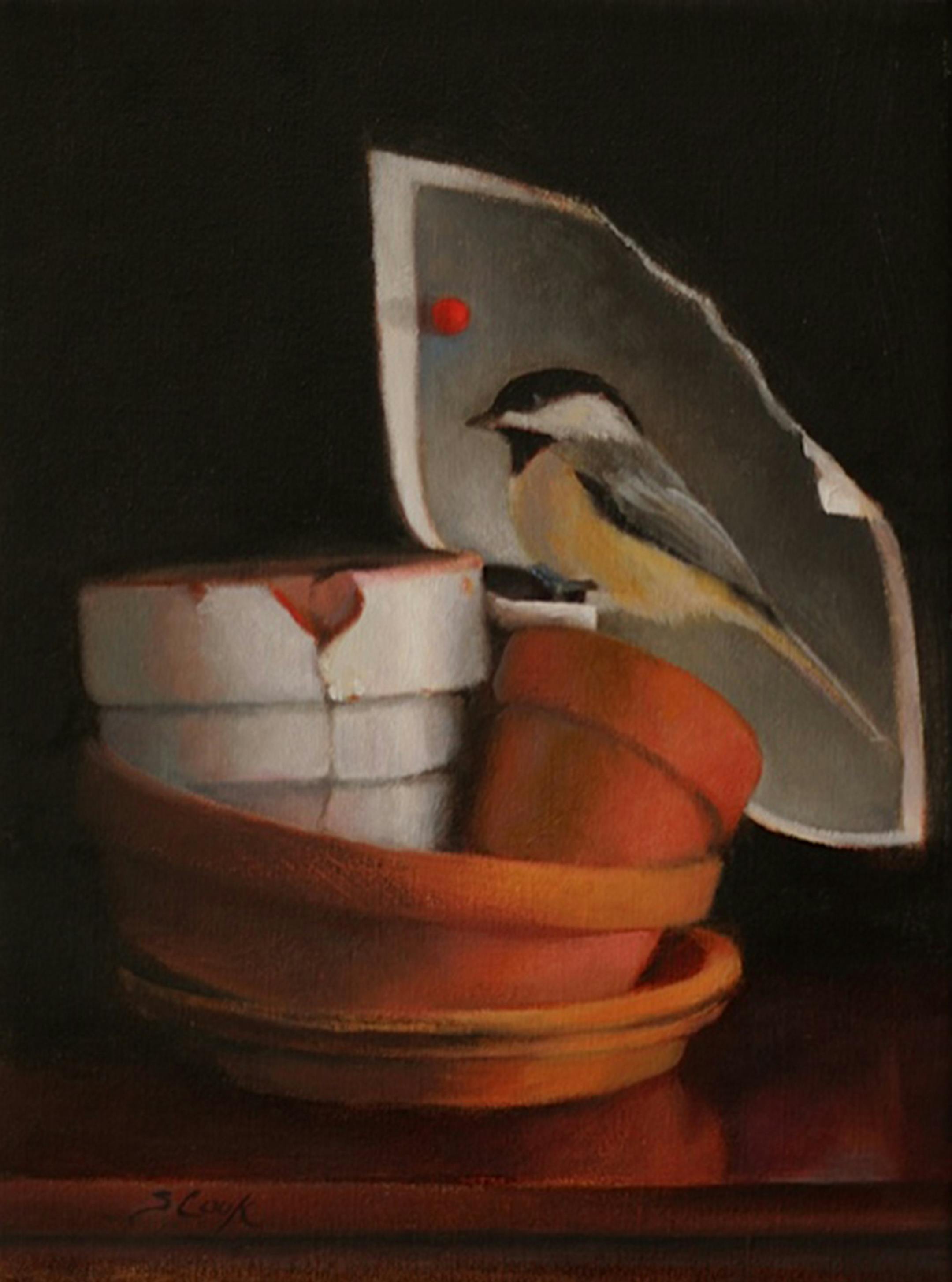 Susan Steging Cook, Chickadee Resting, Oil on Linen