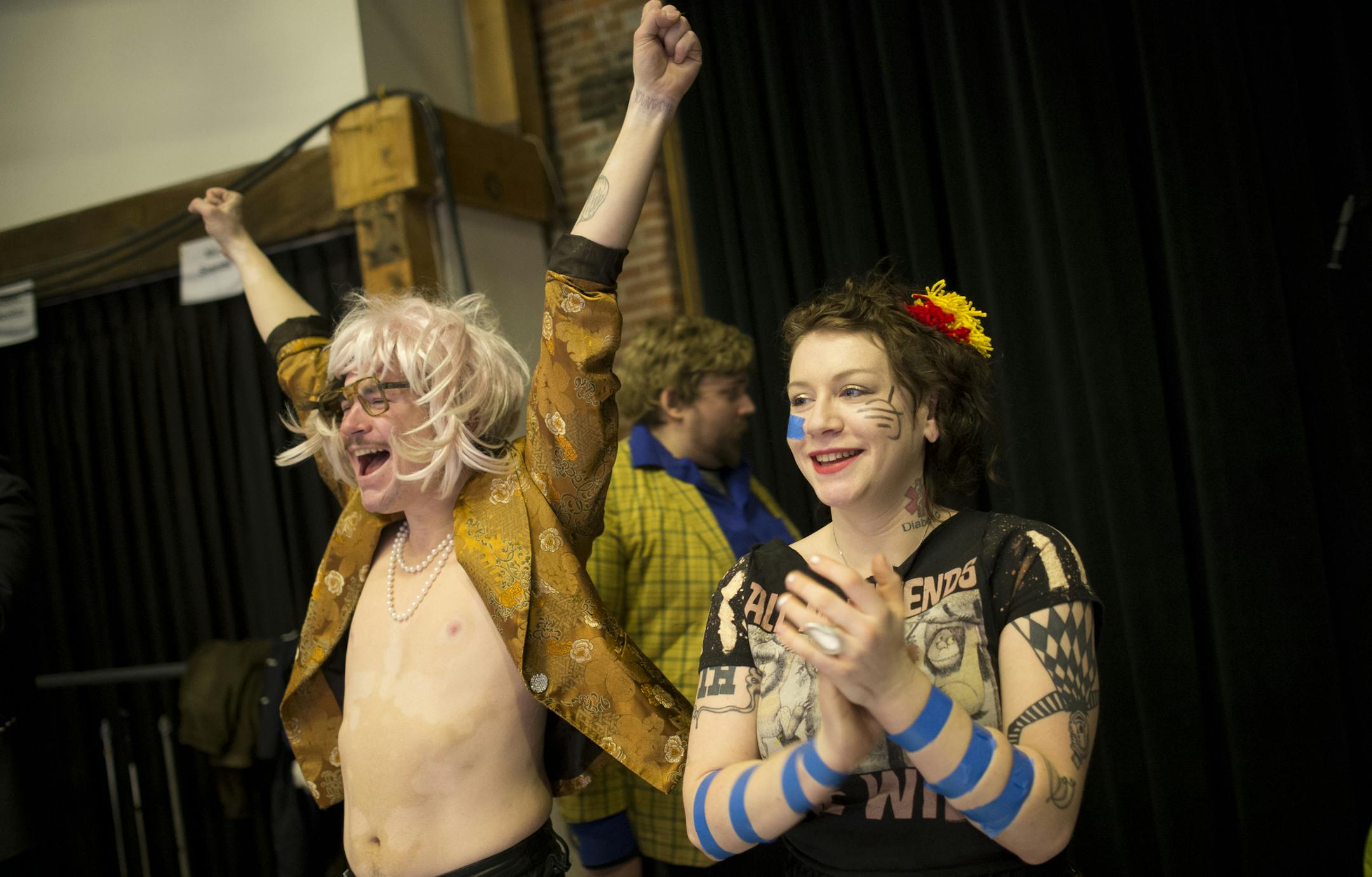 Dan Hoffstrom and Tierney Houdek celebrate as the Freaky Deeky Show went live during the Movin On Up Telethon on Friday night. ] (Aaron Lavinsky | StarTribune) To support its move to new studios in northeast Minneapolis, the Minneapolis Television Network will be presenting a Movin On Up Telethon. This unprecedented, twenty four-hour live TV and WEBCAST celebration is designed to highlight the various producers, artists, entertainers, and community activists who have made television programming