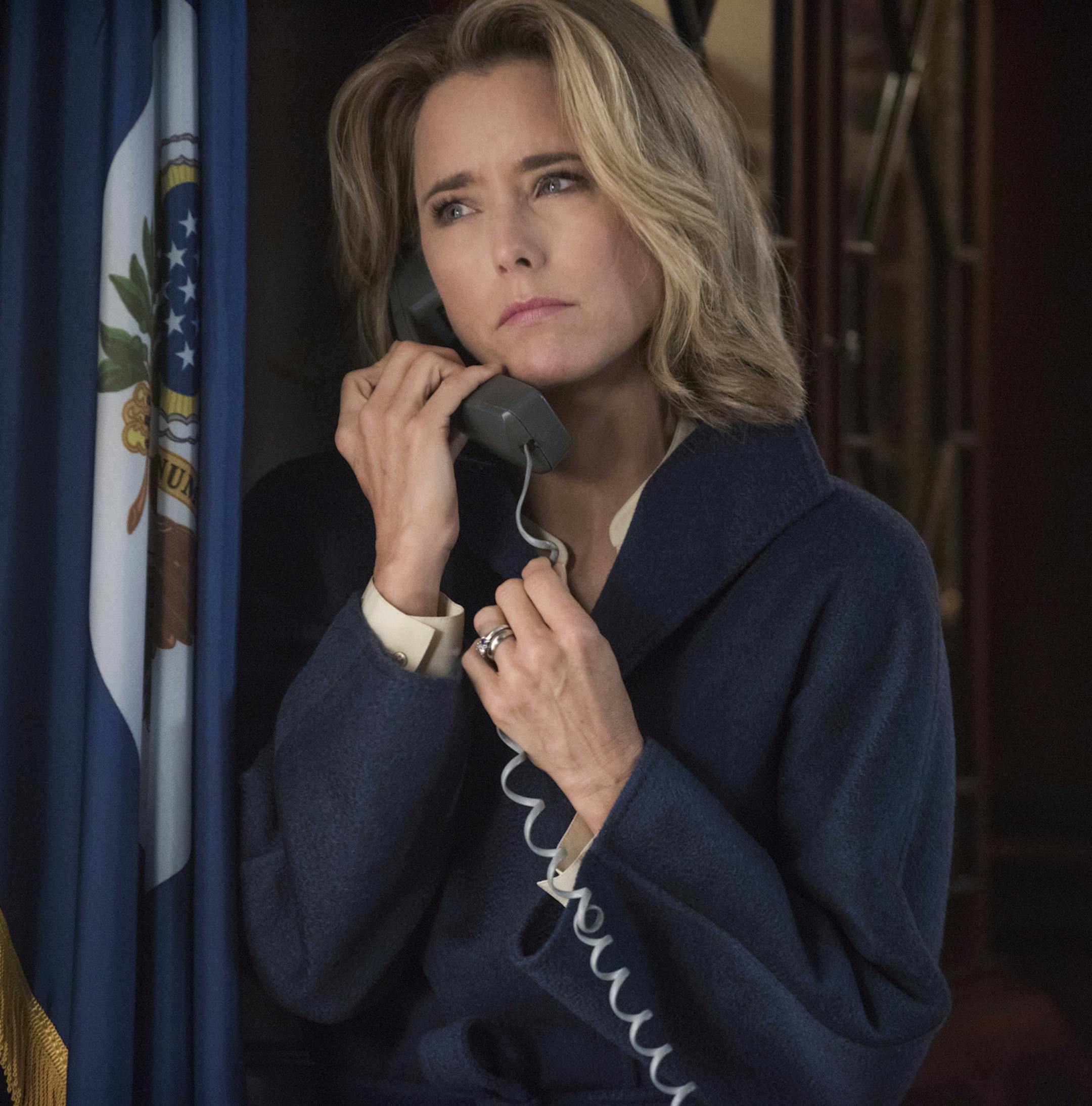 "Face the Nation" -- As Elizabeth McCord (Tea Leoni) struggles to hold herself together emotionally following the attack in Iran, she works to prevent an ecological disaster in the Amazon, and prepares for a national television appearance on "Face the Nation." Also, she and Henry disagree about the level of protection Jason should have at his new school, on MADAM SECRETARY, Sunday, March 22 (8:00-9:00 PM, ET/PT) on the CBS Television Network. Photo: Barbara Nitke/CBS ©2015 CBS Broadcasting,