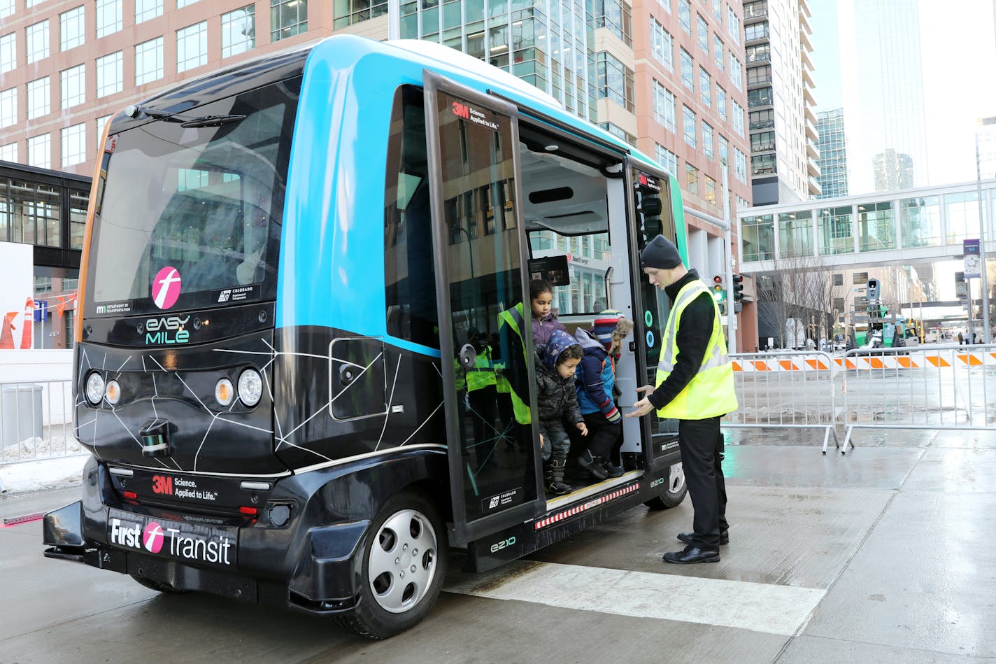 The Minnesota Department of Transportation offered free test rides Friday over a one-block section of the Nicolett Mall.