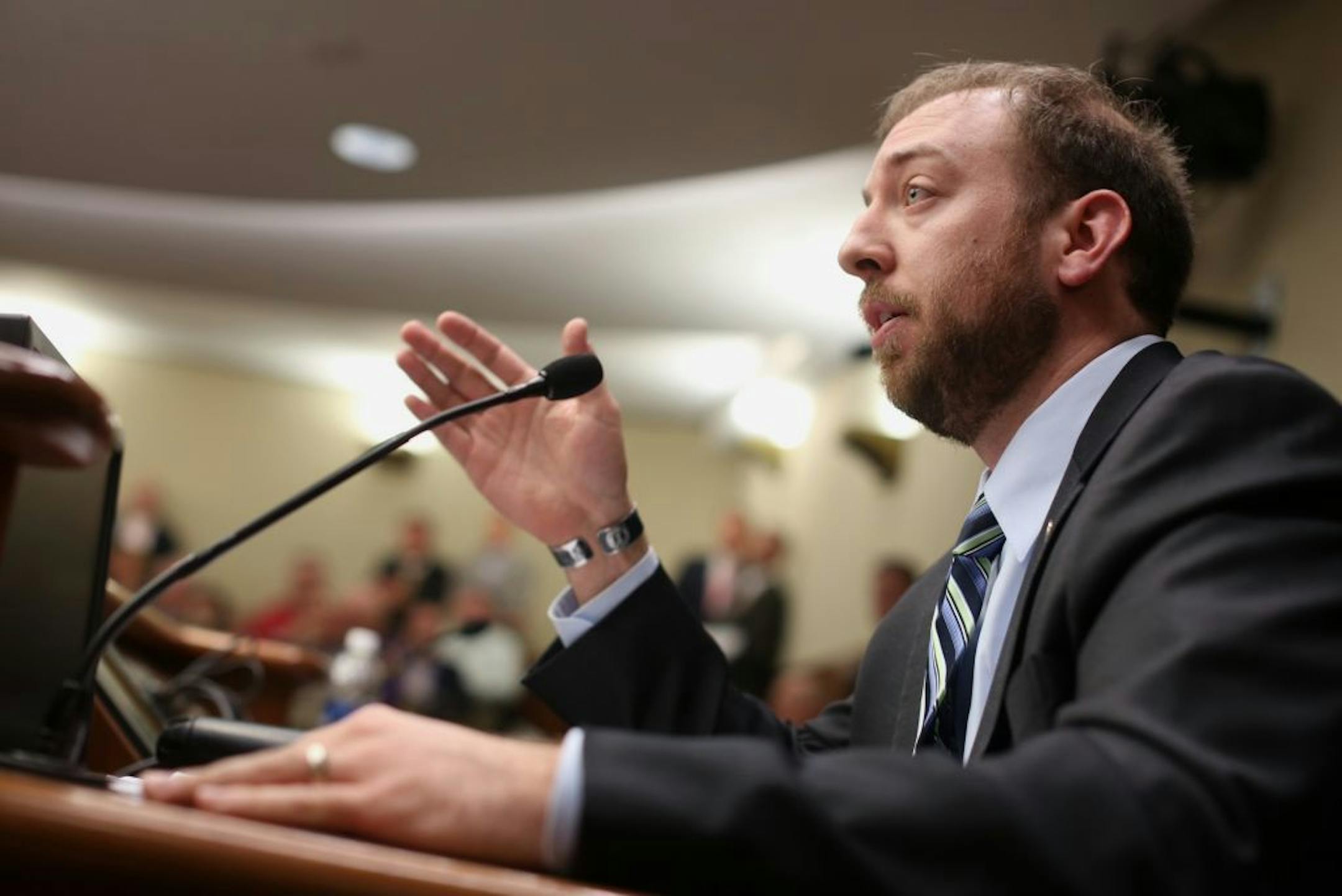Rep. John Kriesel spoke at a hearing on his electronic pull tab and video gambling bill on Monday night at the State Office Building in St. Paul, Minn. on April 2, 2012. ( RENEE JONES SCHNEIDER * reneejones@ startribune.com) John Kriesel