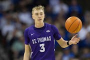 St. Thomas' Andrew Rohde (3) plays against Creighton during the second half of an NCAA college basketball game on Monday, Nov. 7, 2022, in Omaha, Neb.