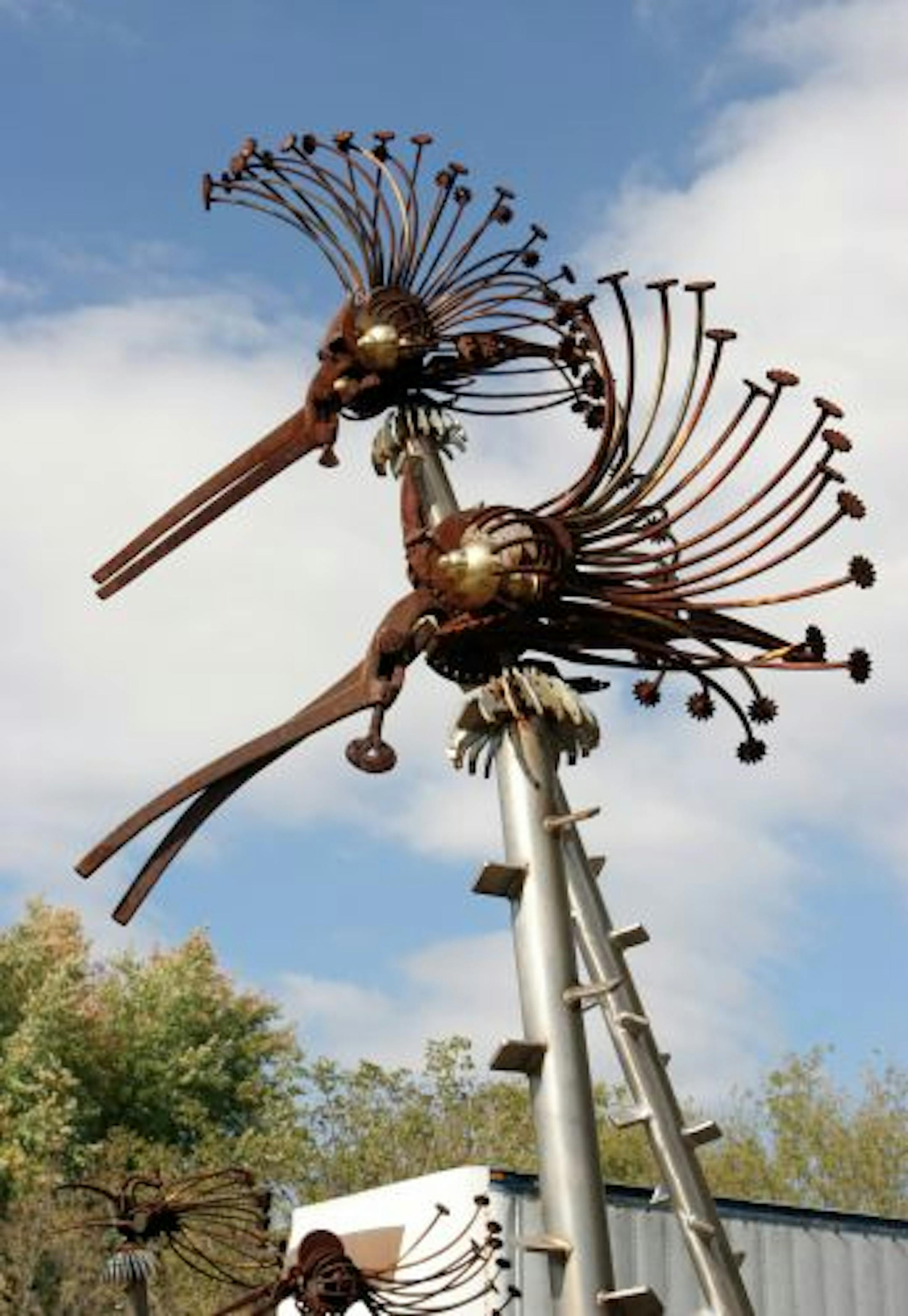Most of the artwork in Dr. Evermore's Sculpture Park reflects escape from Earth into the heavens.