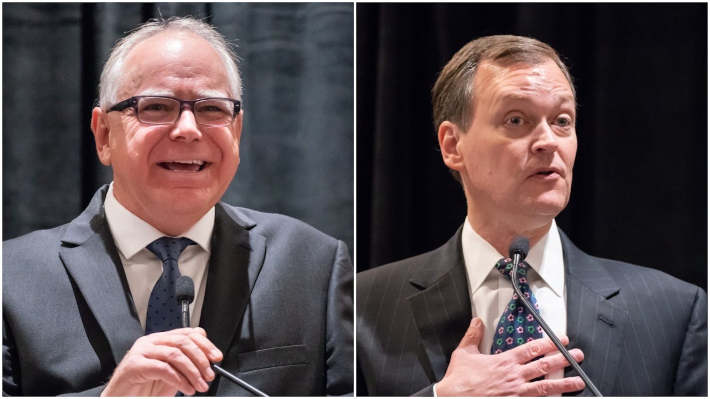 Democratic gubernatorial candidate Tim Walz (left) and GOP candidate Jeff Johnson