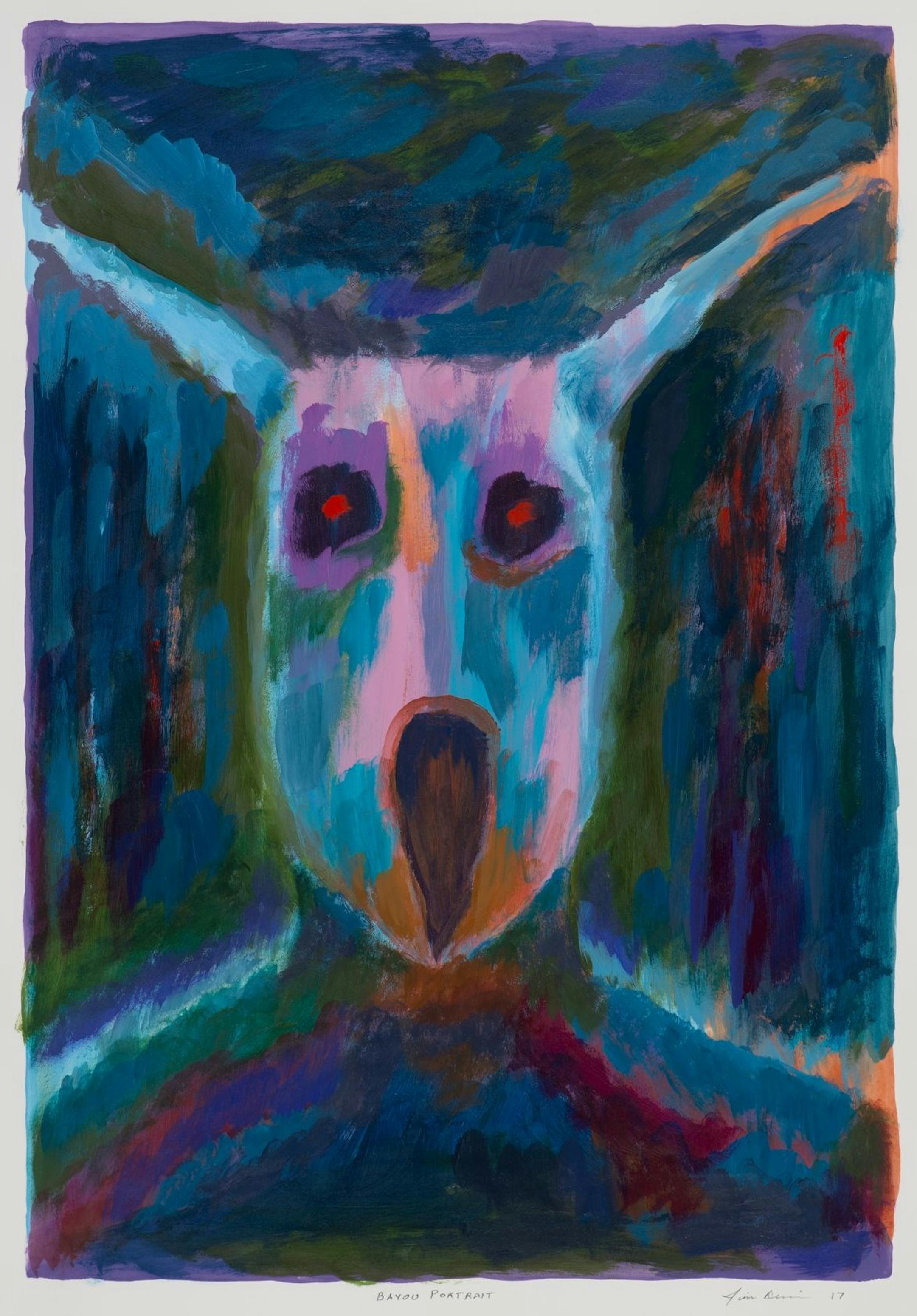 "Bayou Portrait" by Jim Denomie (2017, 30 x 22 inches, acrylic on paper)