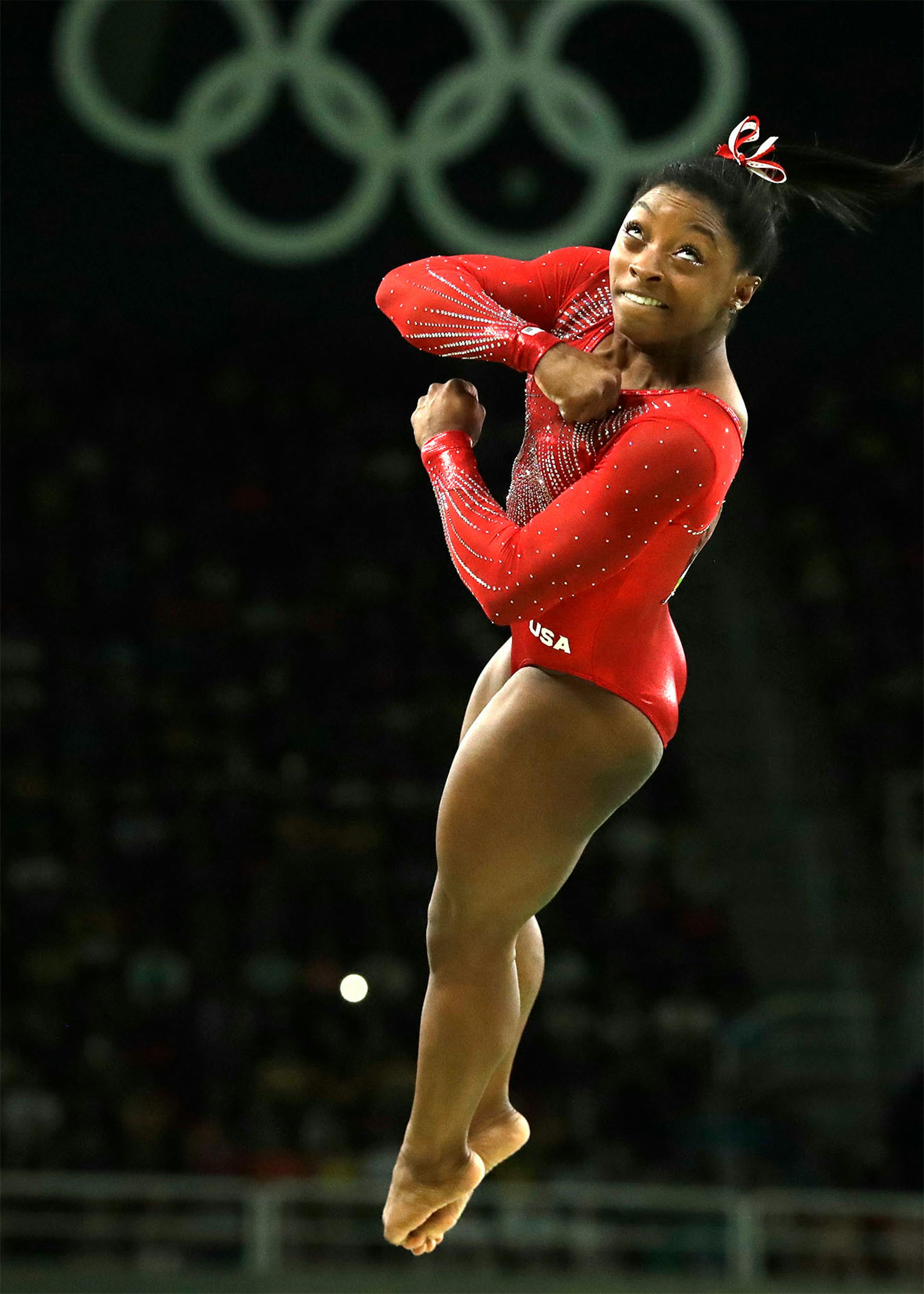 United States' Simone Biles performs on the vault during the artistic gymnastics women's apparatus final at the 2016 Summer Olympics in Rio de Janeiro, Brazil, Sunday, Aug. 14, 2016.