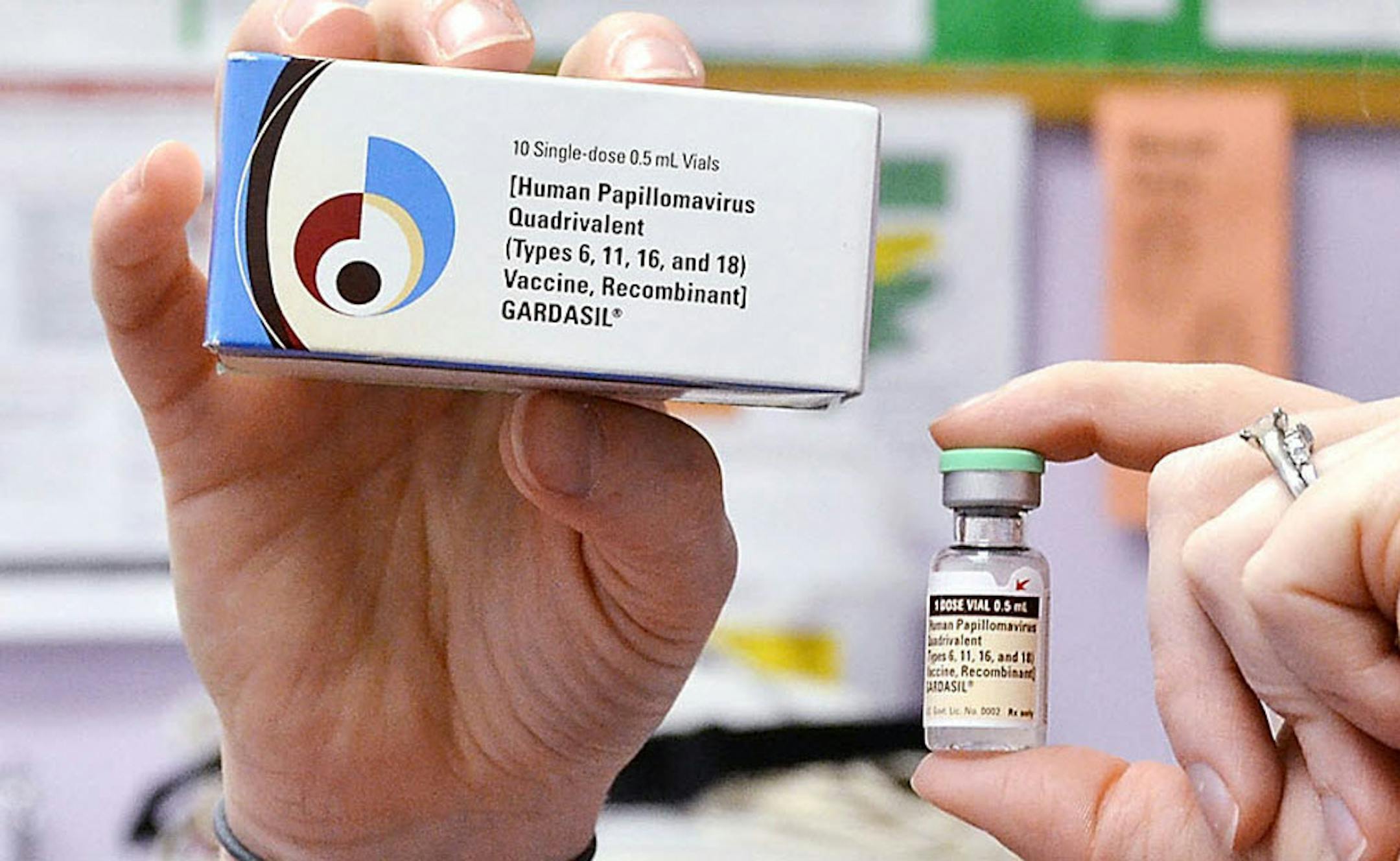A vial and box for the HPV vaccine, brand name Gardasil, at a clinic in Kinston, N.C.
