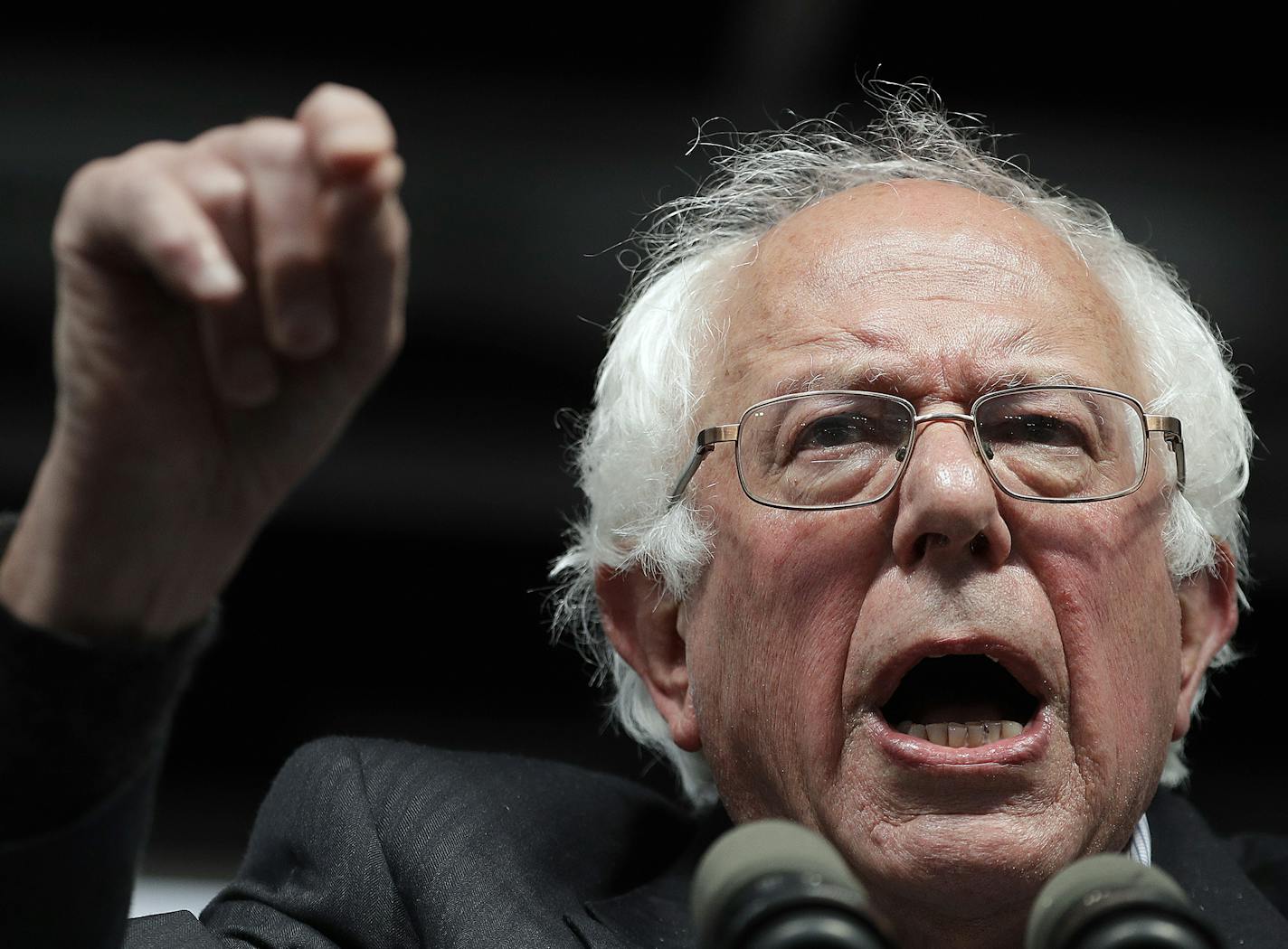 Democratic presidential candidate, Sen. Bernie Sanders, I-Vt., speaks during a campaign rally Tuesday, May 3, 2016, in Louisville, Ky. (AP Photo/Charlie Riedel)