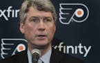 New Philadelphia Flyers NHL hockey team general manager Chuck Fletcher speaks to the media during a press conference at the Flyers practice facility i
