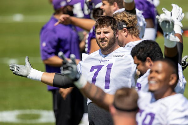 The Vikings approached left tackle Riley Reiff (71) while seeking salary cap relief, a league source confirmed Monday morning.