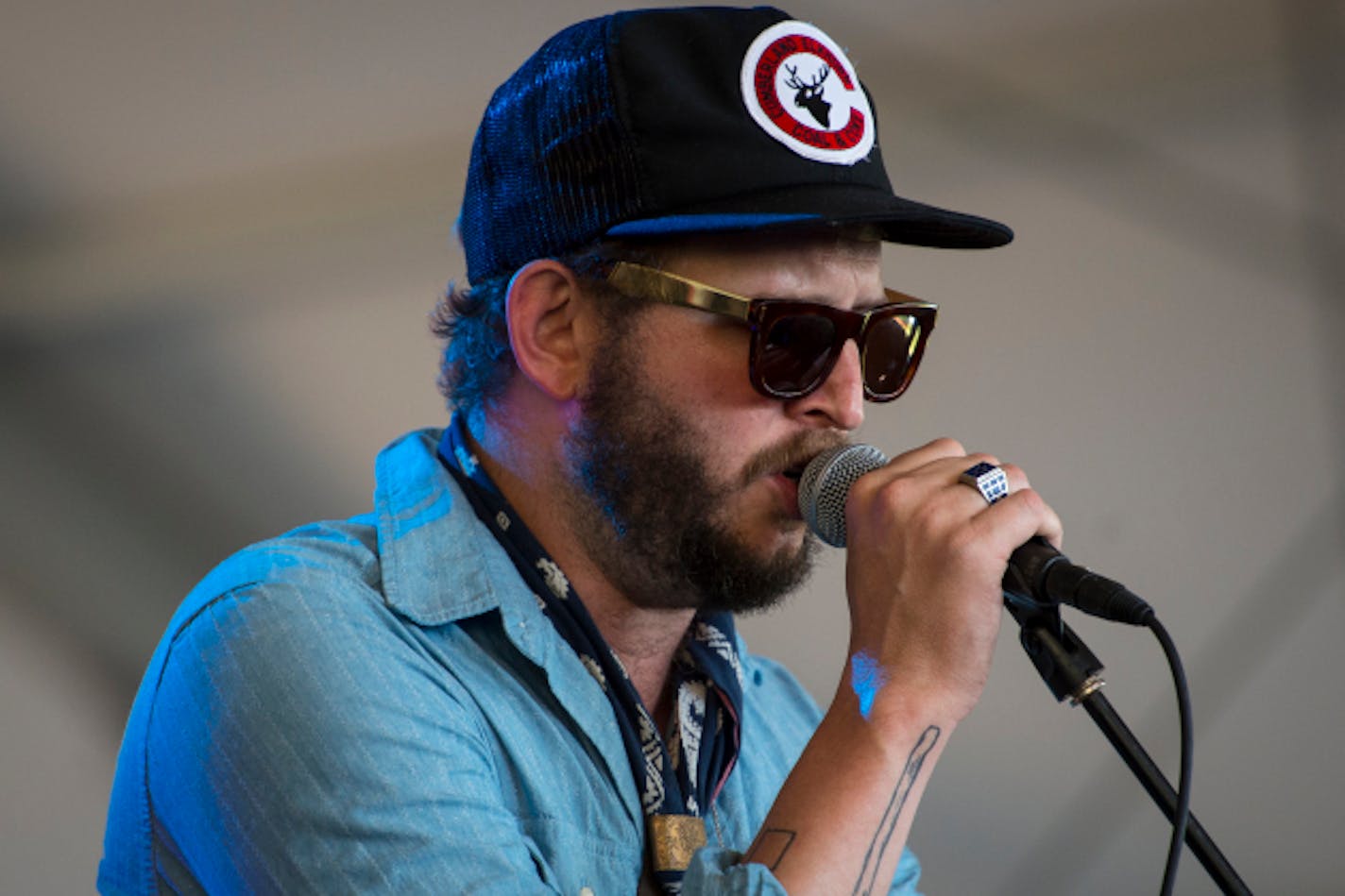 Justin Vernon, founder of the Eaux Claires music festival, made a guest performance alongside Aero Flynn Saturday.    ]   Aaron Lavinsky ' aaron.lavinsky@startribune.com   The Eaux Claires Music & Art Festival was photographed Saturday, July 18, 2015 in Eau Claire, WI.