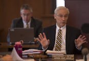 Supreme Court Justice Christopher Dietzen led the discussion of changes to drug sentencing guidelines at the commission meeting Wednesday afternoon. ]