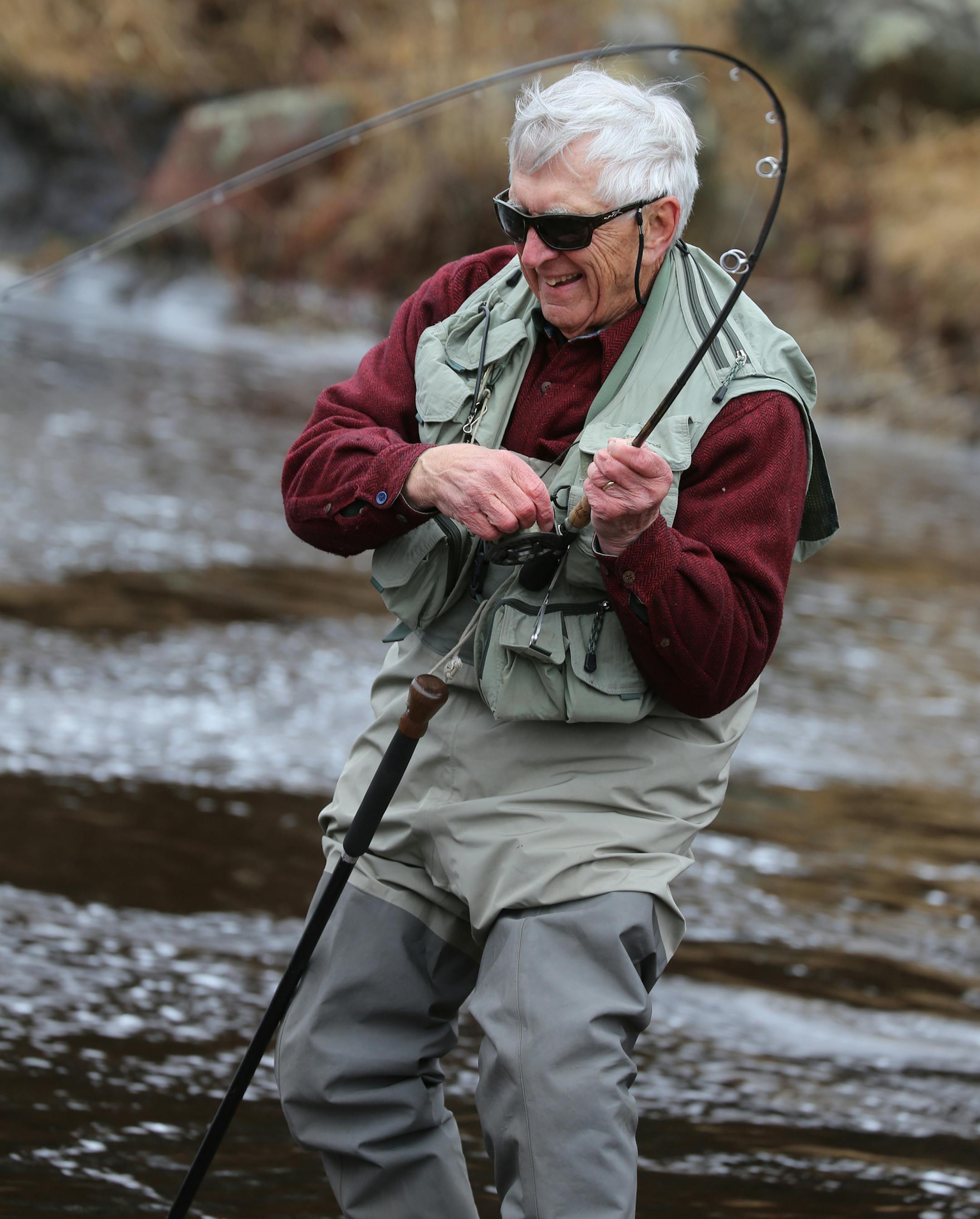 The strained arc of Dave Zentner's rod showed the resistence a North Shore steelhead, or migratory rainbow trout, mounted once hooked.