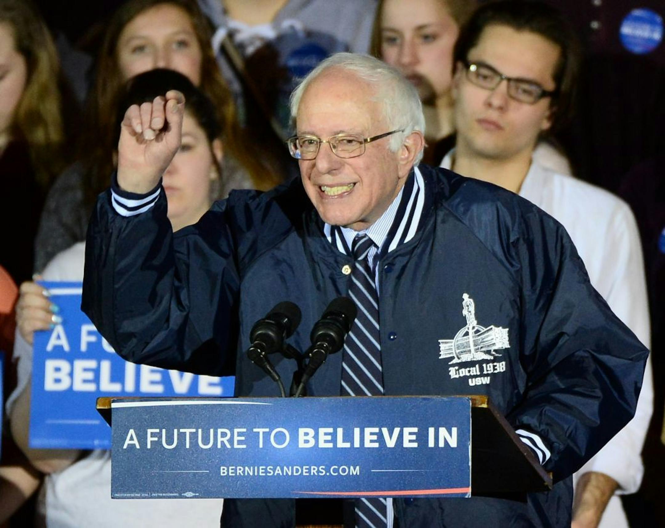 Democratic presidential candidate Bernie Sanders spoke to supporters at Hibbing High School Friday morning.